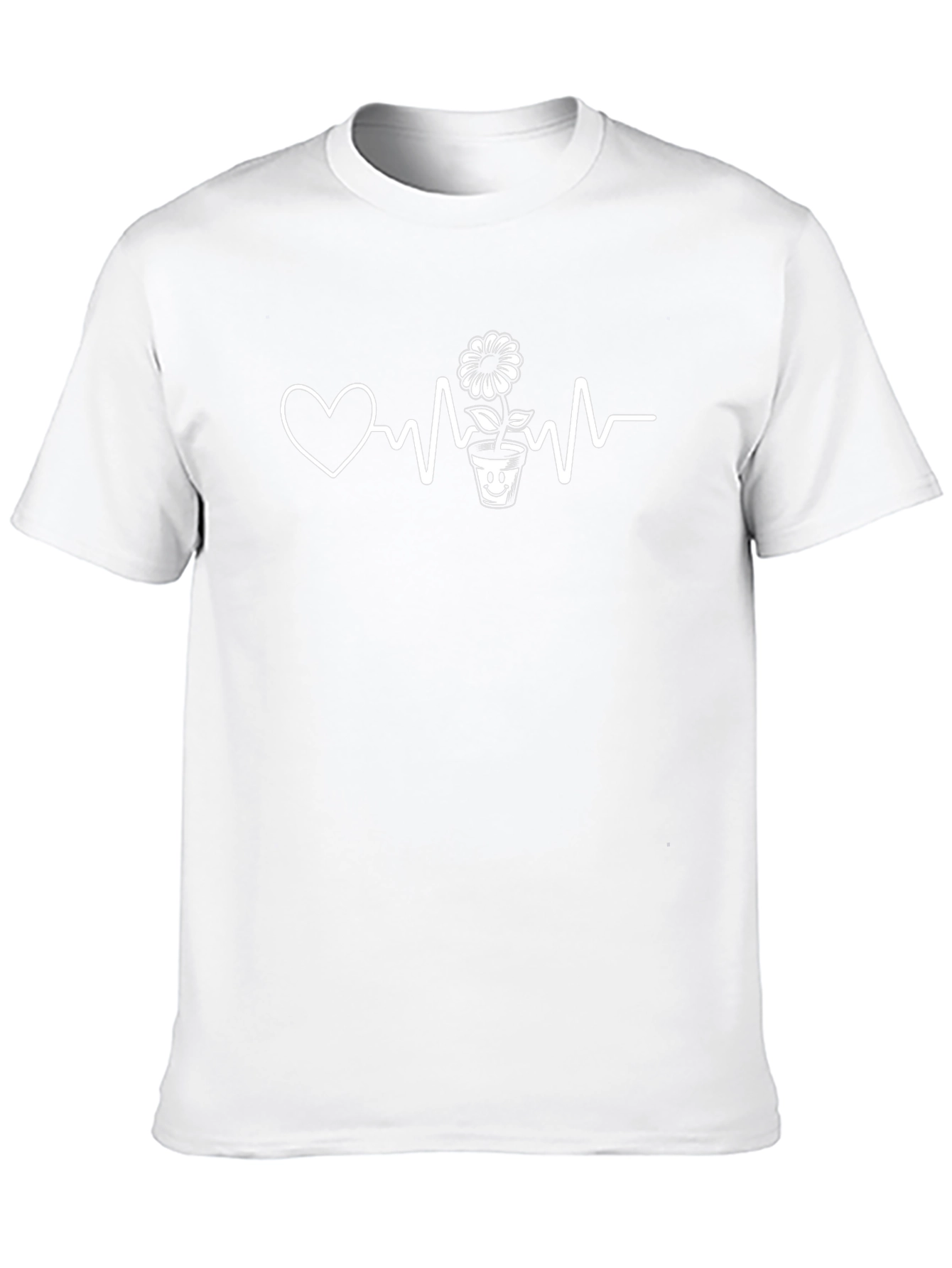 Heartbeat Flower Pot Graphic T-Shirt