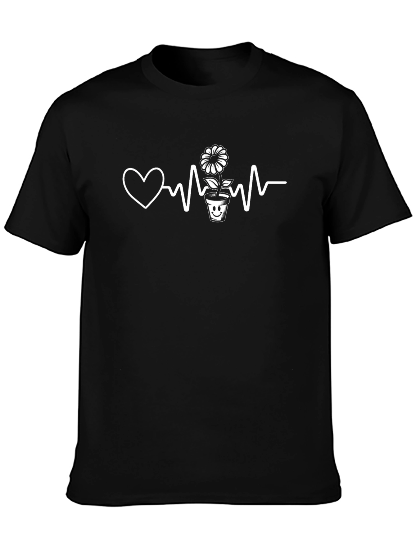 Heartbeat Flower Pot Graphic T-Shirt