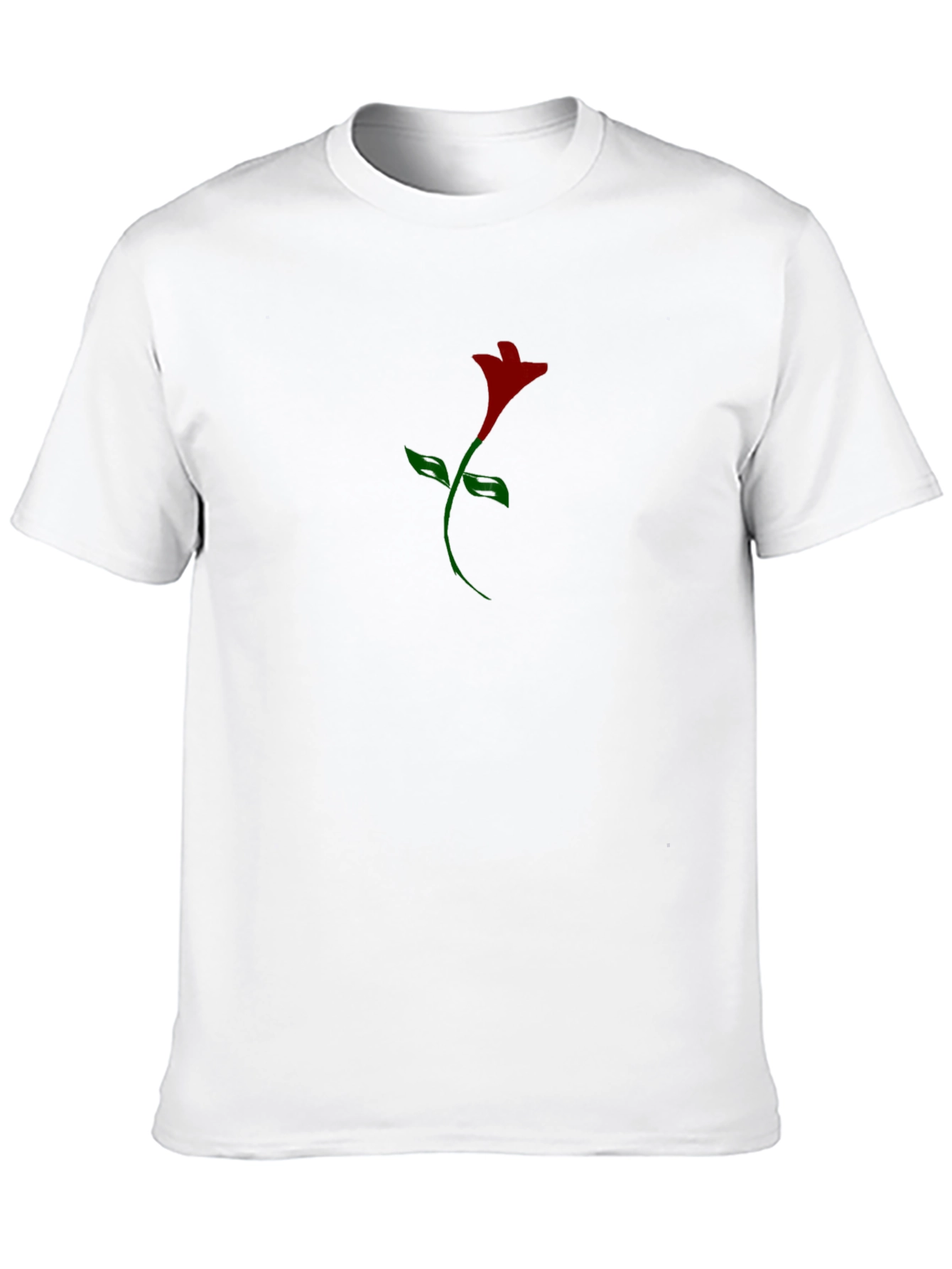 Mens Black T-Shirt with Stylized Rose Graphic