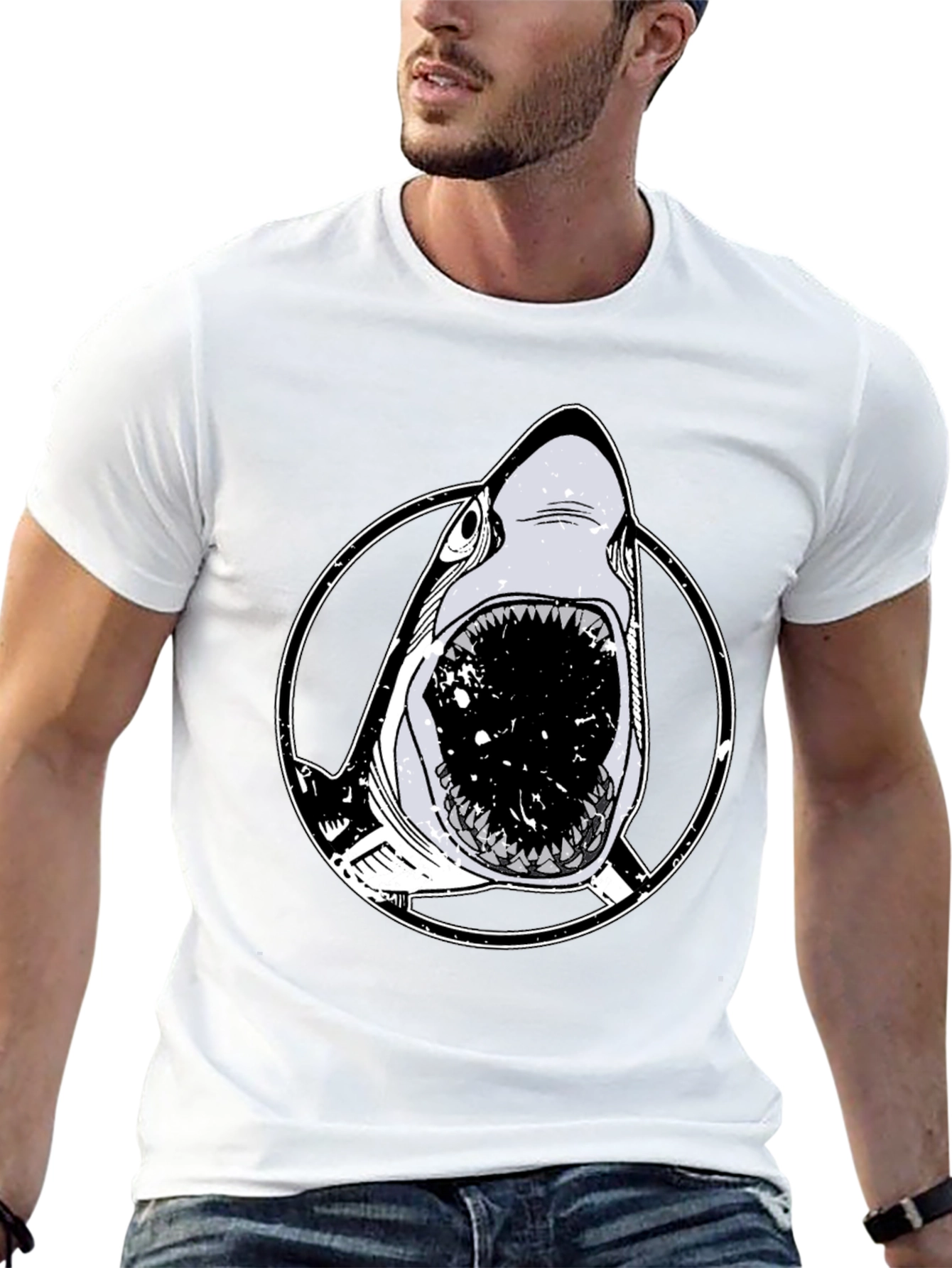 Shark Graphic Black T-Shirt - Bold Animal Print Tee