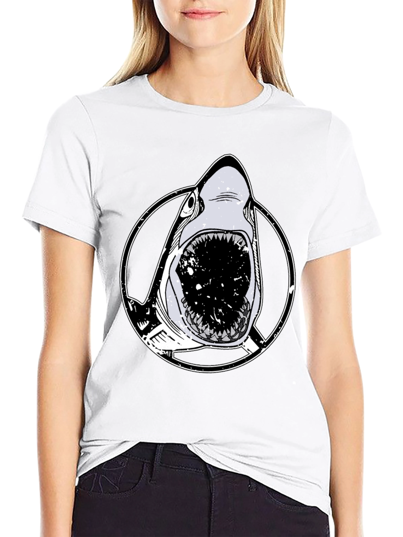 Shark Graphic Black T-Shirt - Bold Animal Print Tee
