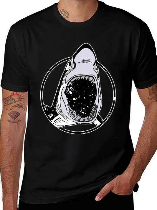Shark Graphic Black T-Shirt - Bold Animal Print Tee