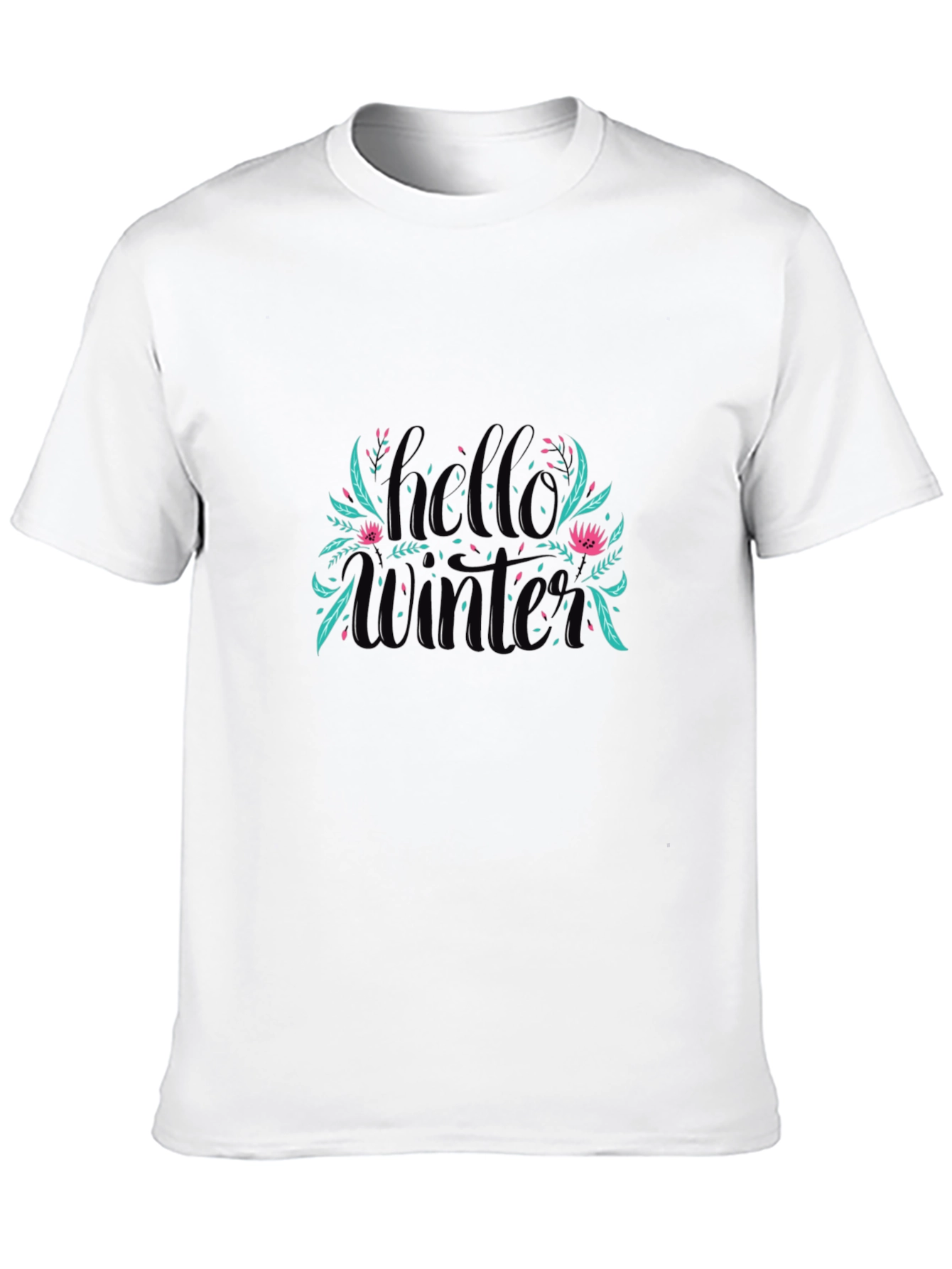 Hello Winter Graphic Print Black T-Shirt