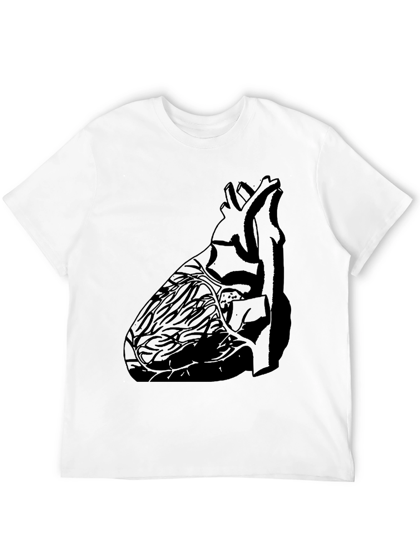 Anatomical Heart Print Black Graphic Tee