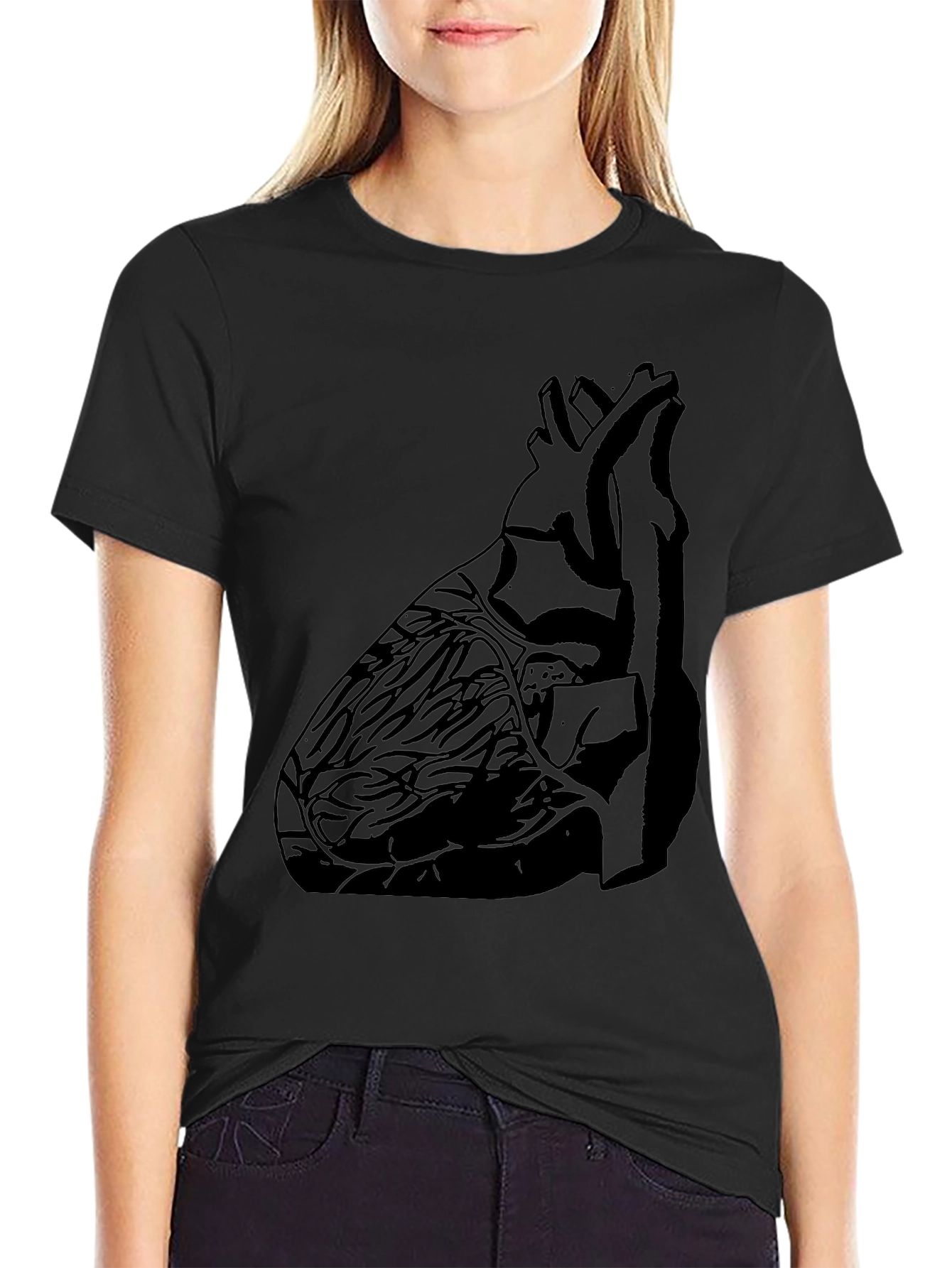 Anatomical Heart Print Black Graphic Tee