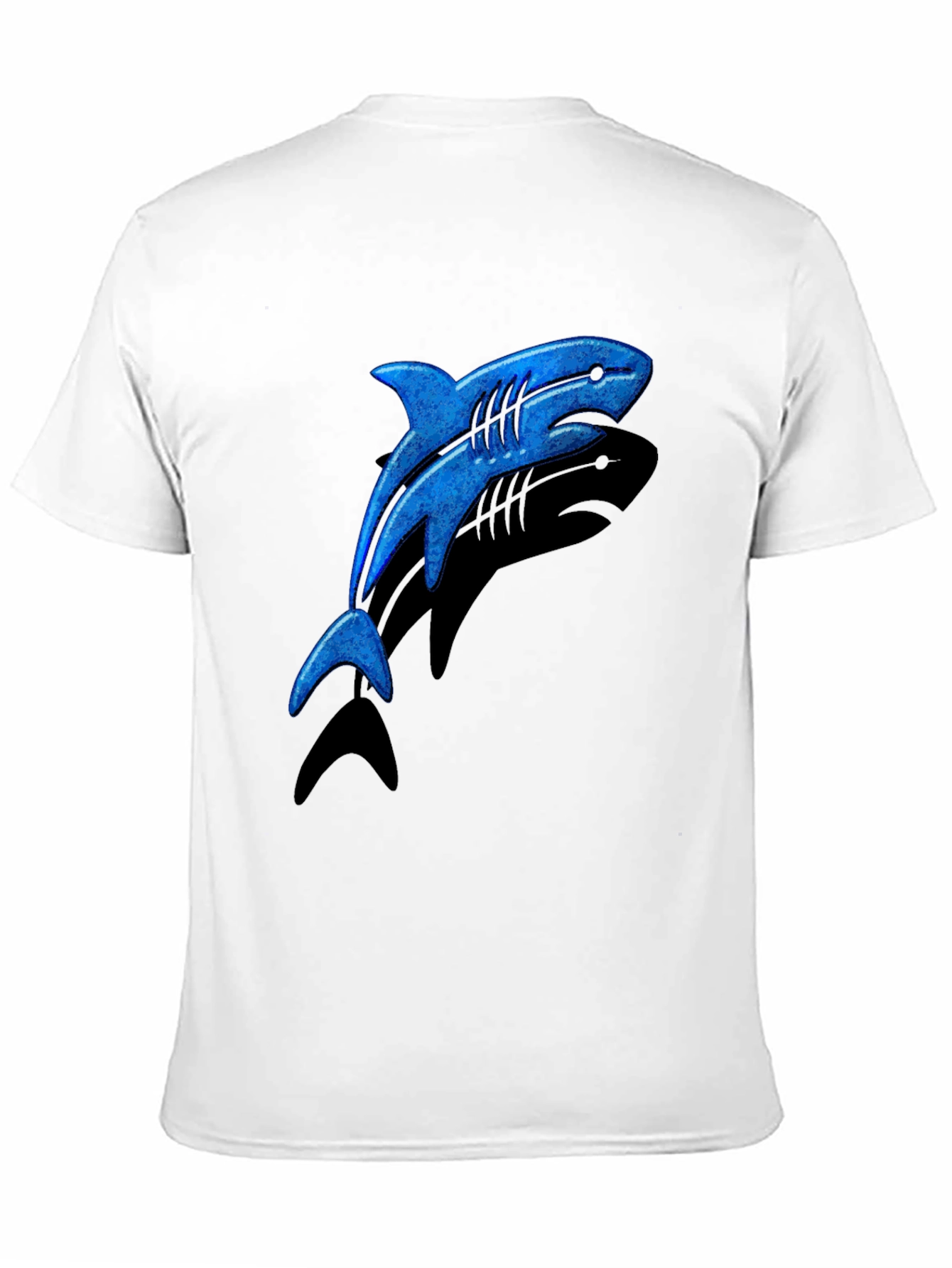 Blue Shark Graphic T-Shirt - Casual Black Tee