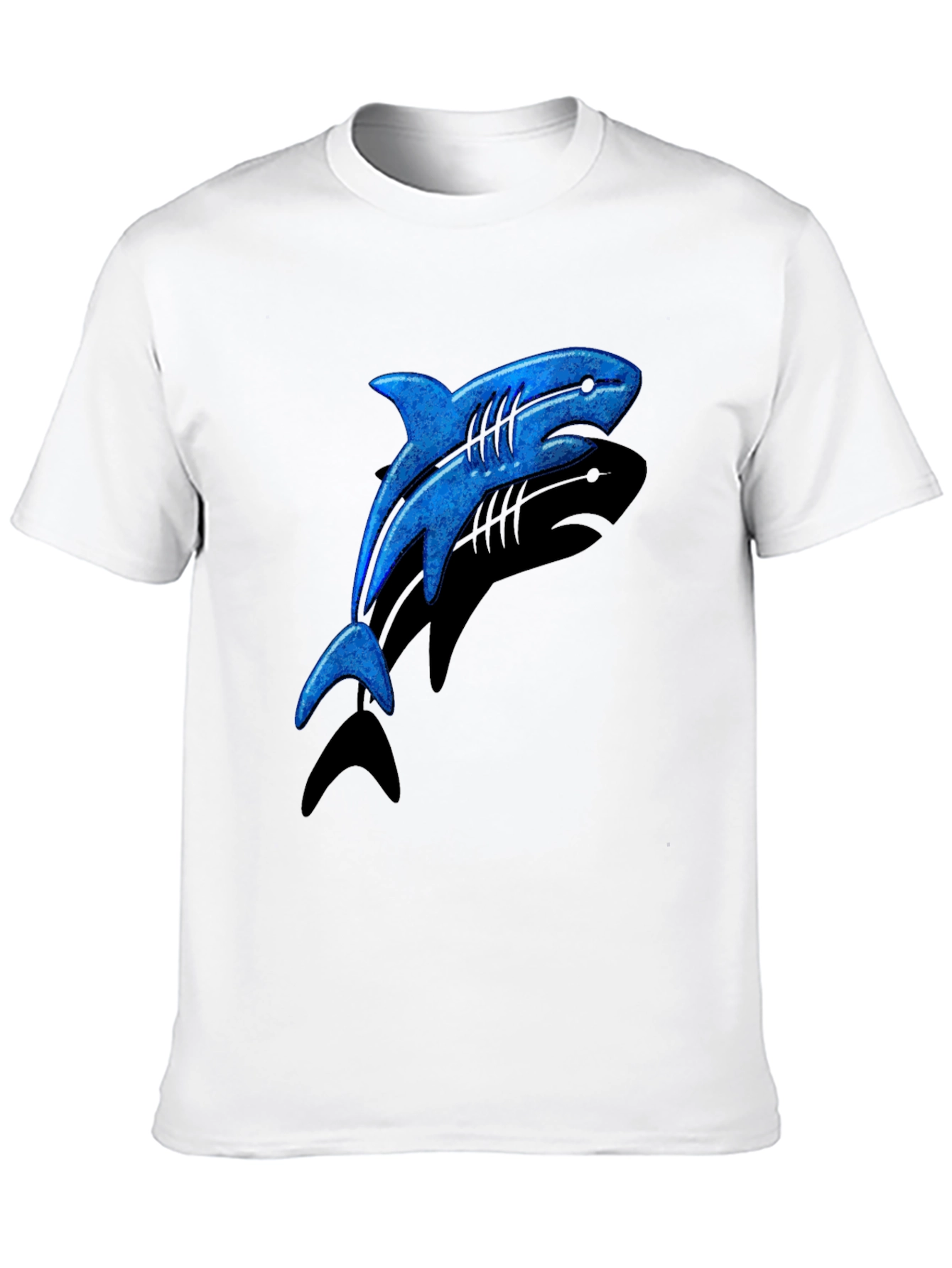 Blue Shark Graphic T-Shirt - Casual Black Tee