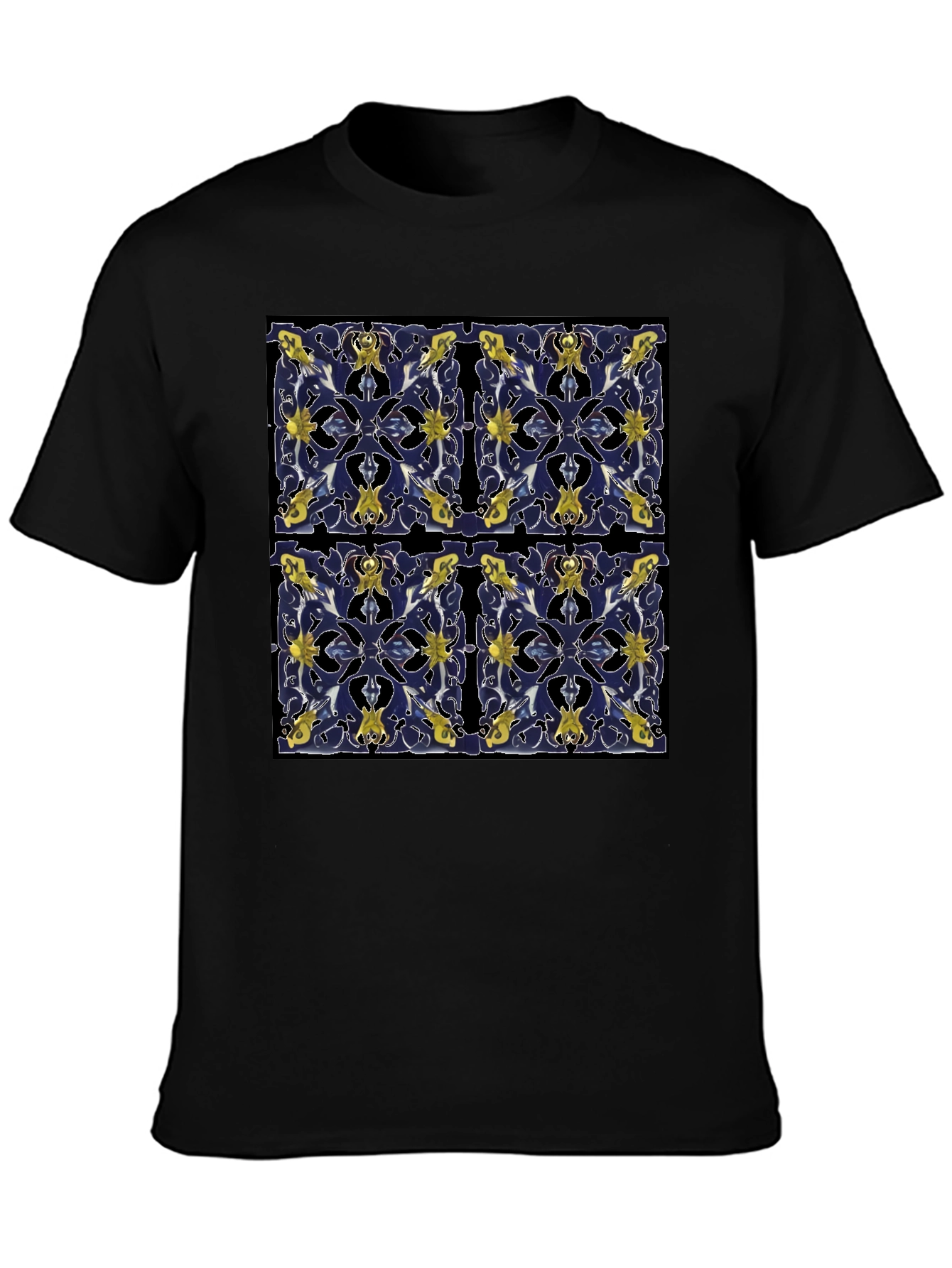 Azulejo Pattern Tee - Stylish Black T-Shirt