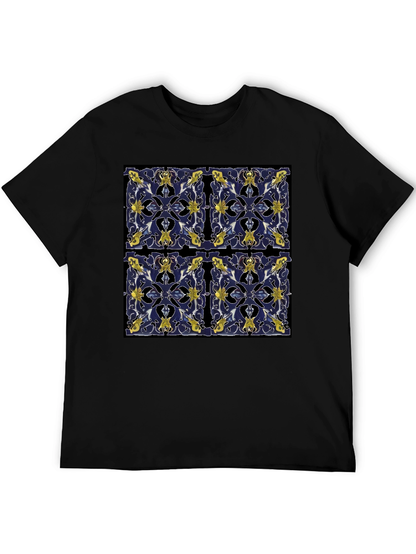 Azulejo Pattern Tee - Stylish Black T-Shirt