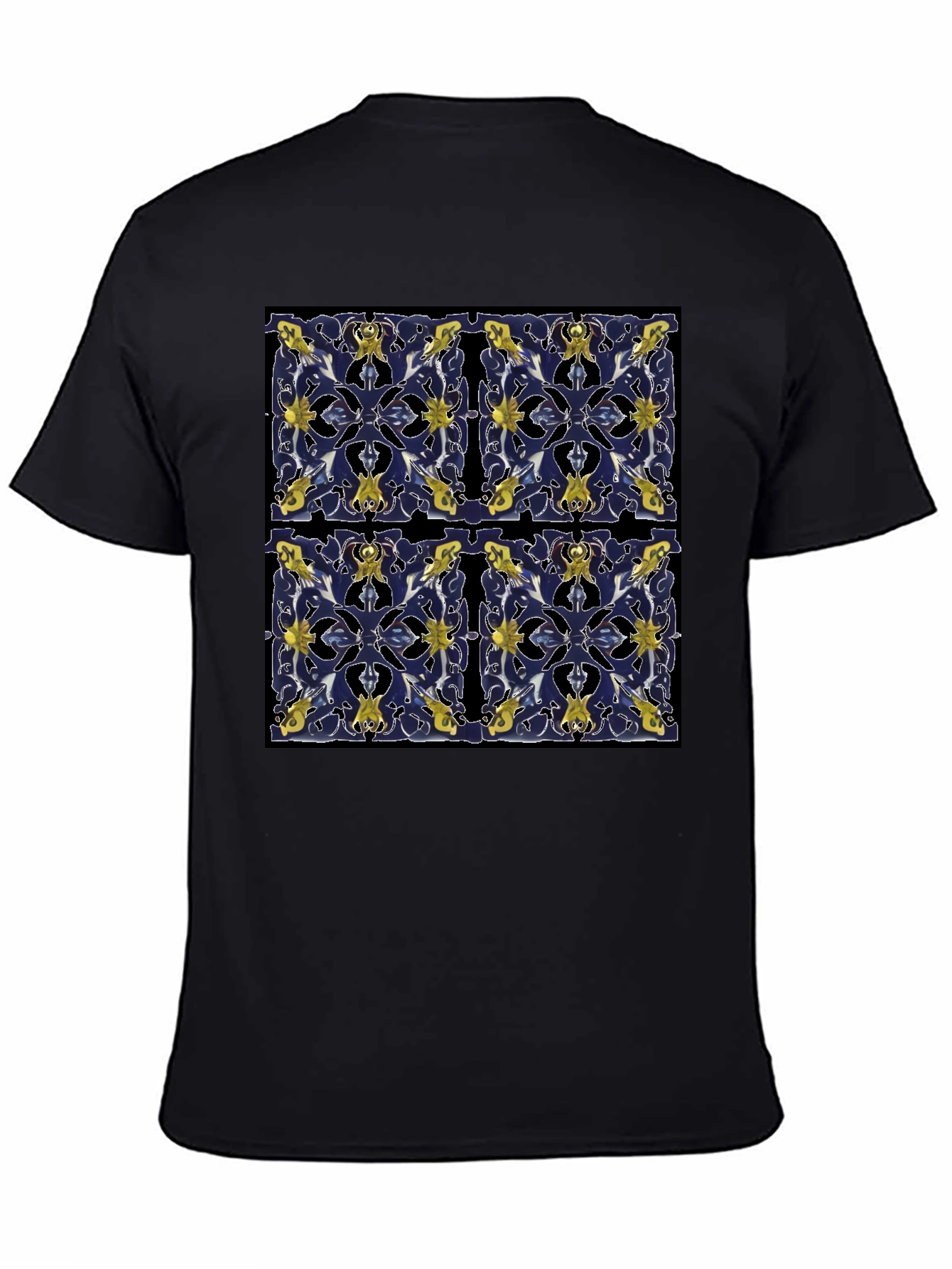 Azulejo Pattern Tee - Stylish Black T-Shirt