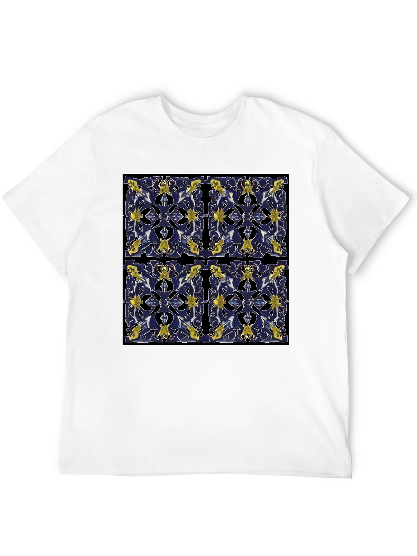 Azulejo Pattern Tee - Stylish Black T-Shirt