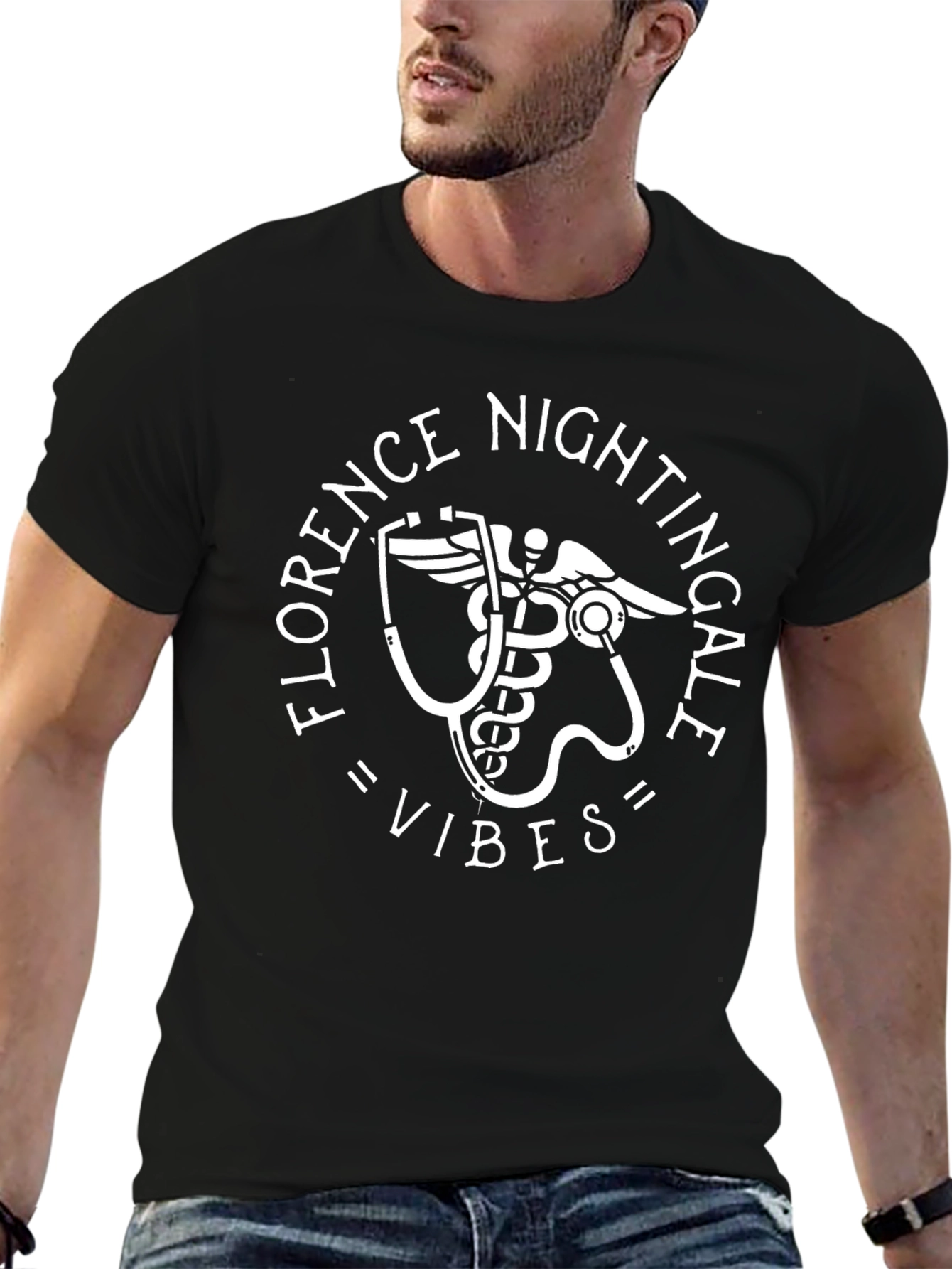Florence Nightingale Vibes Black Graphic Tee