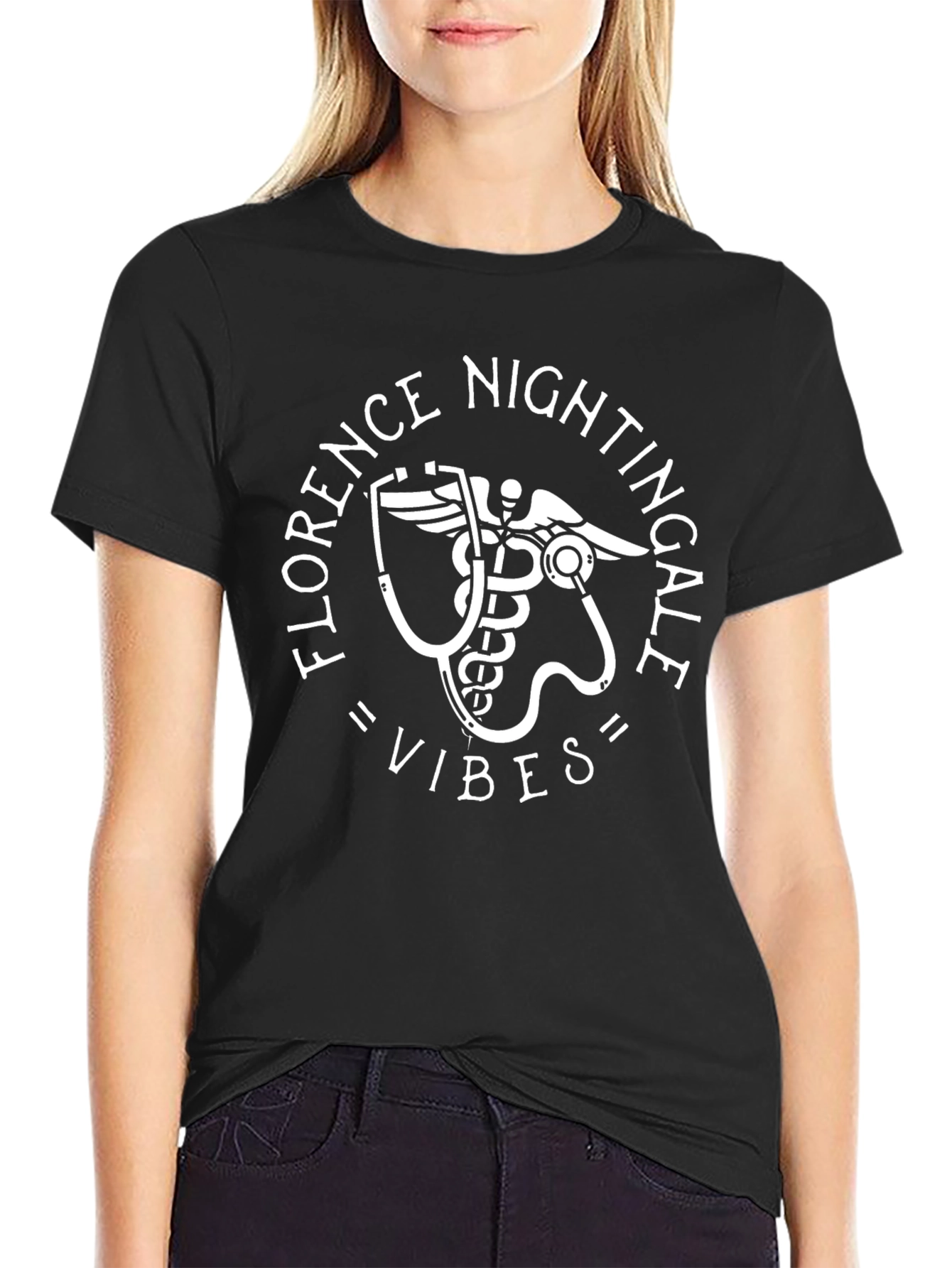 Florence Nightingale Vibes Black Graphic Tee