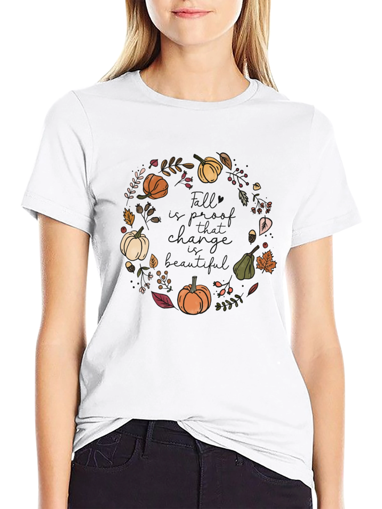 Fall Harvest Wreath T-Shirt - Autumn Design