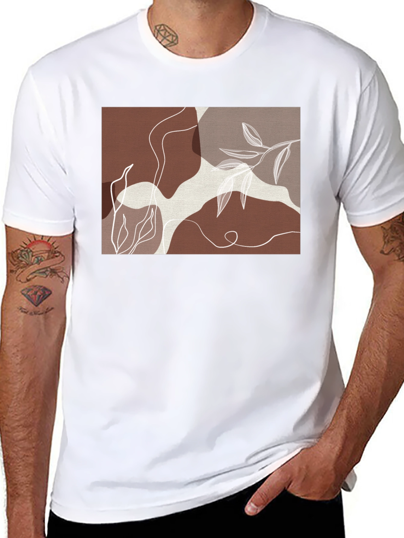 Abstract Botanical T-Shirt - Modern Art Tee