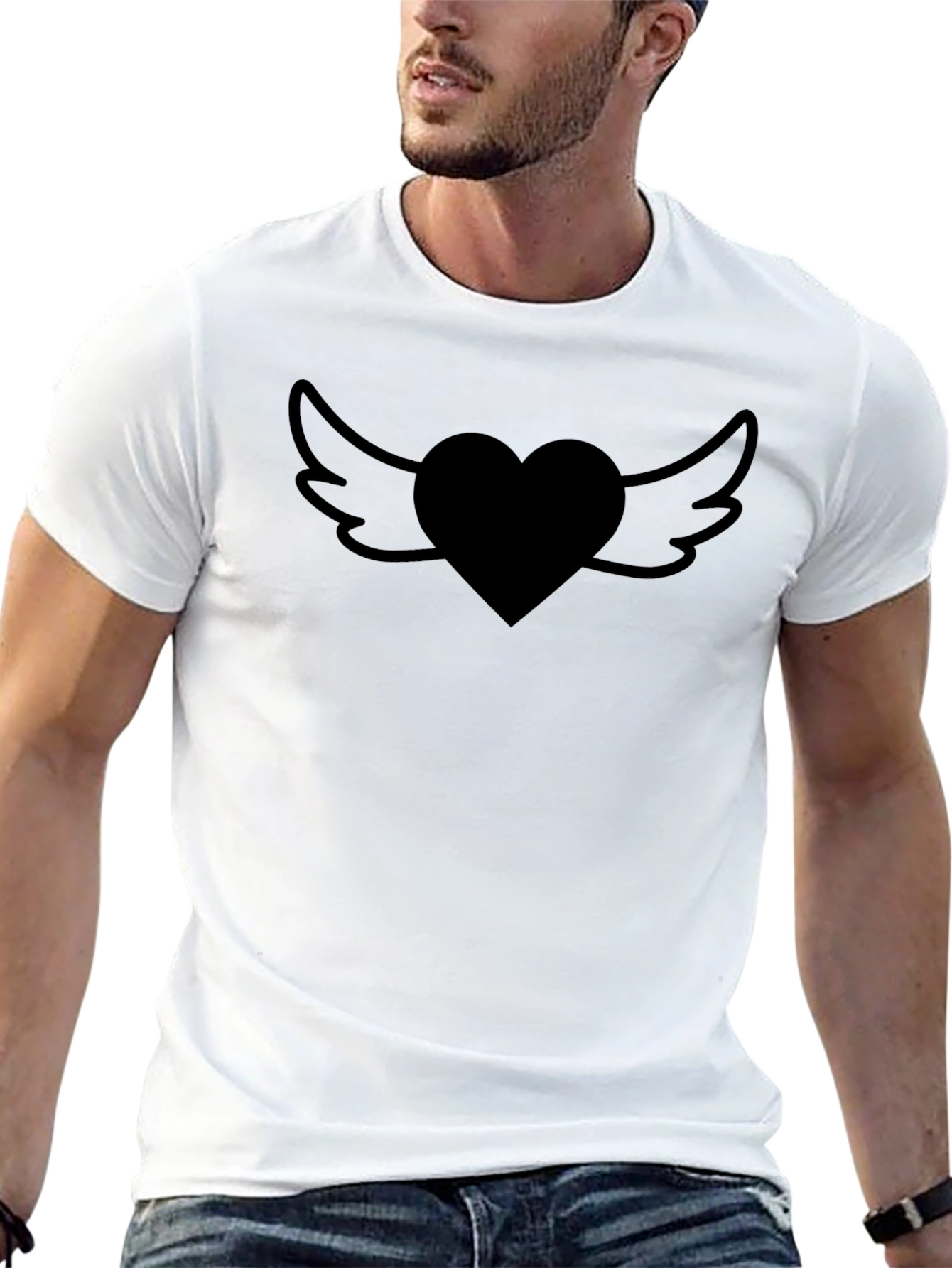 Heart Wings Graphic Tee - Casual Black T-Shirt
