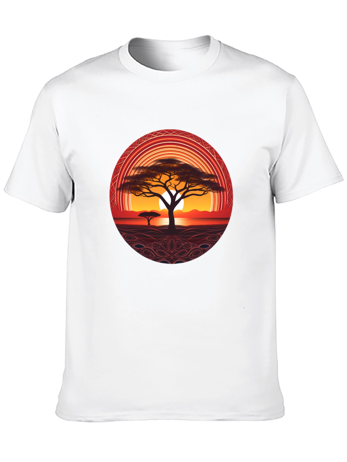 African Sunset Tree Graphic Tee - Black