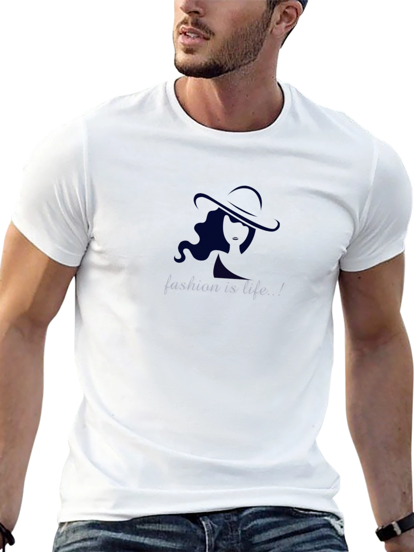 Stylish Black T-Shirt with Lady Silhouette Design