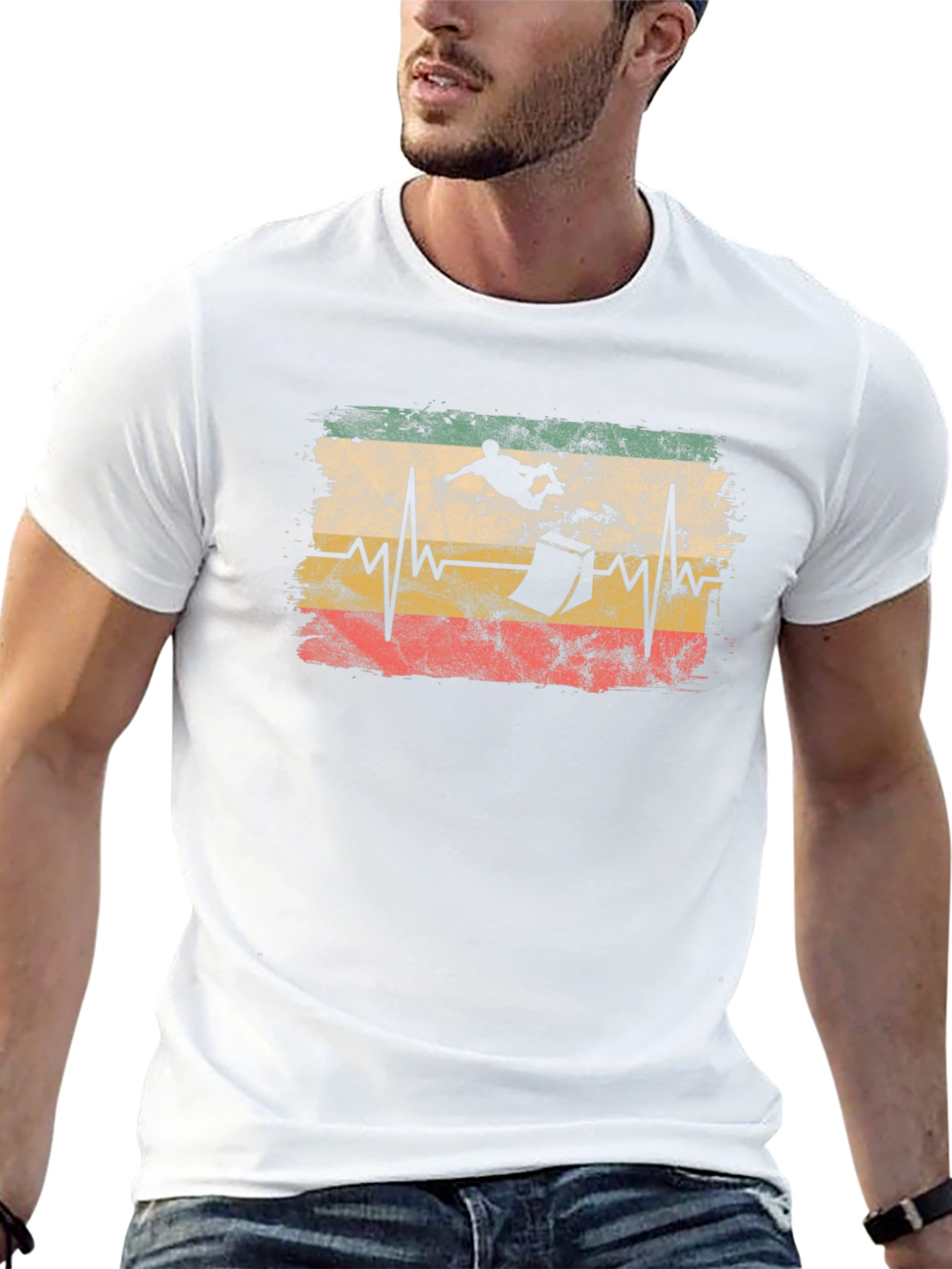 Skateboarding Heartbeat Graphic T-Shirt