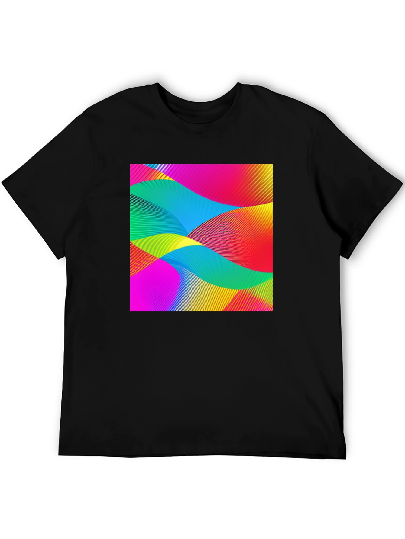 Abstract Wave Graphic Black T-Shirt