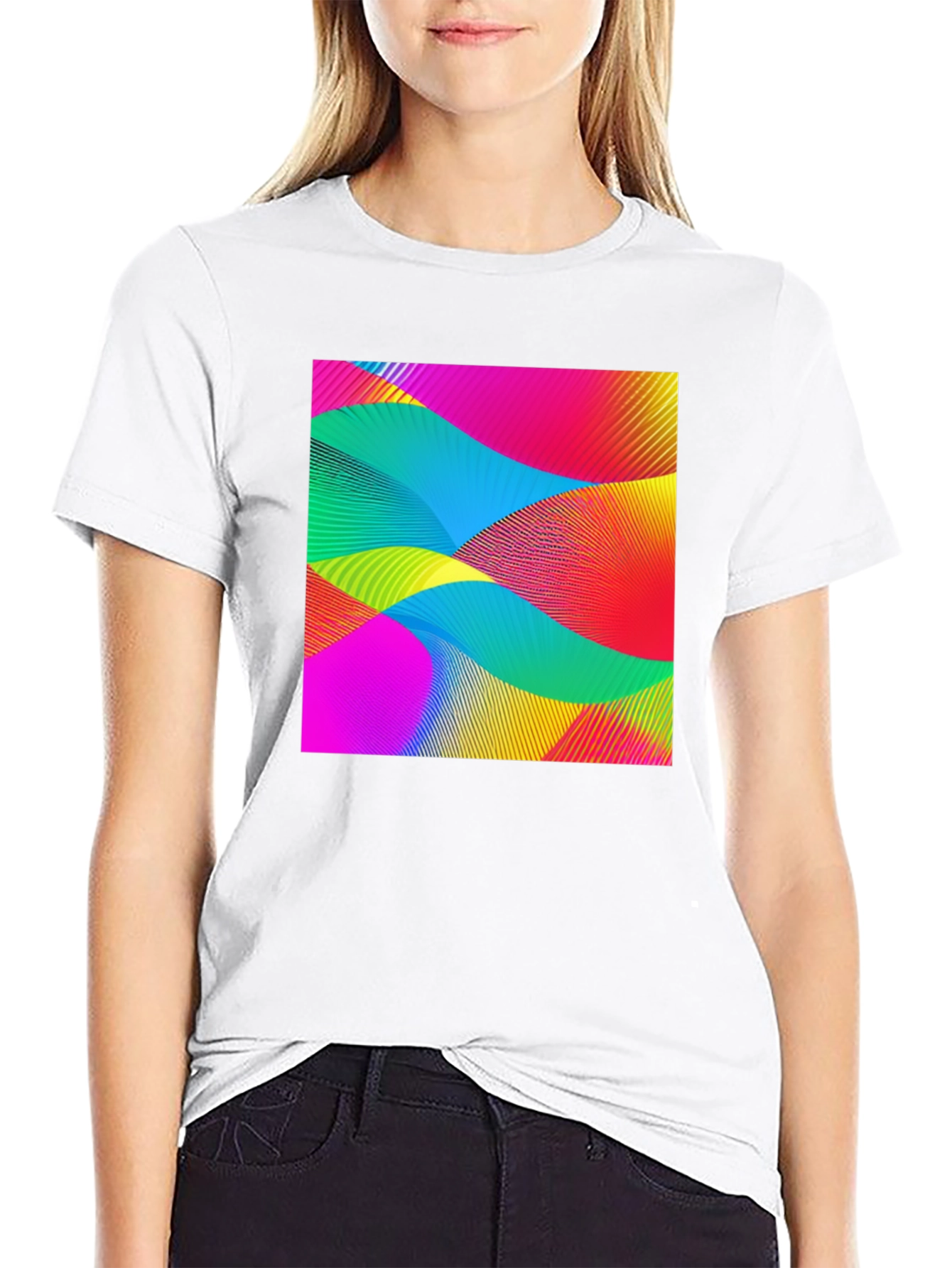 Abstract Wave Graphic Black T-Shirt