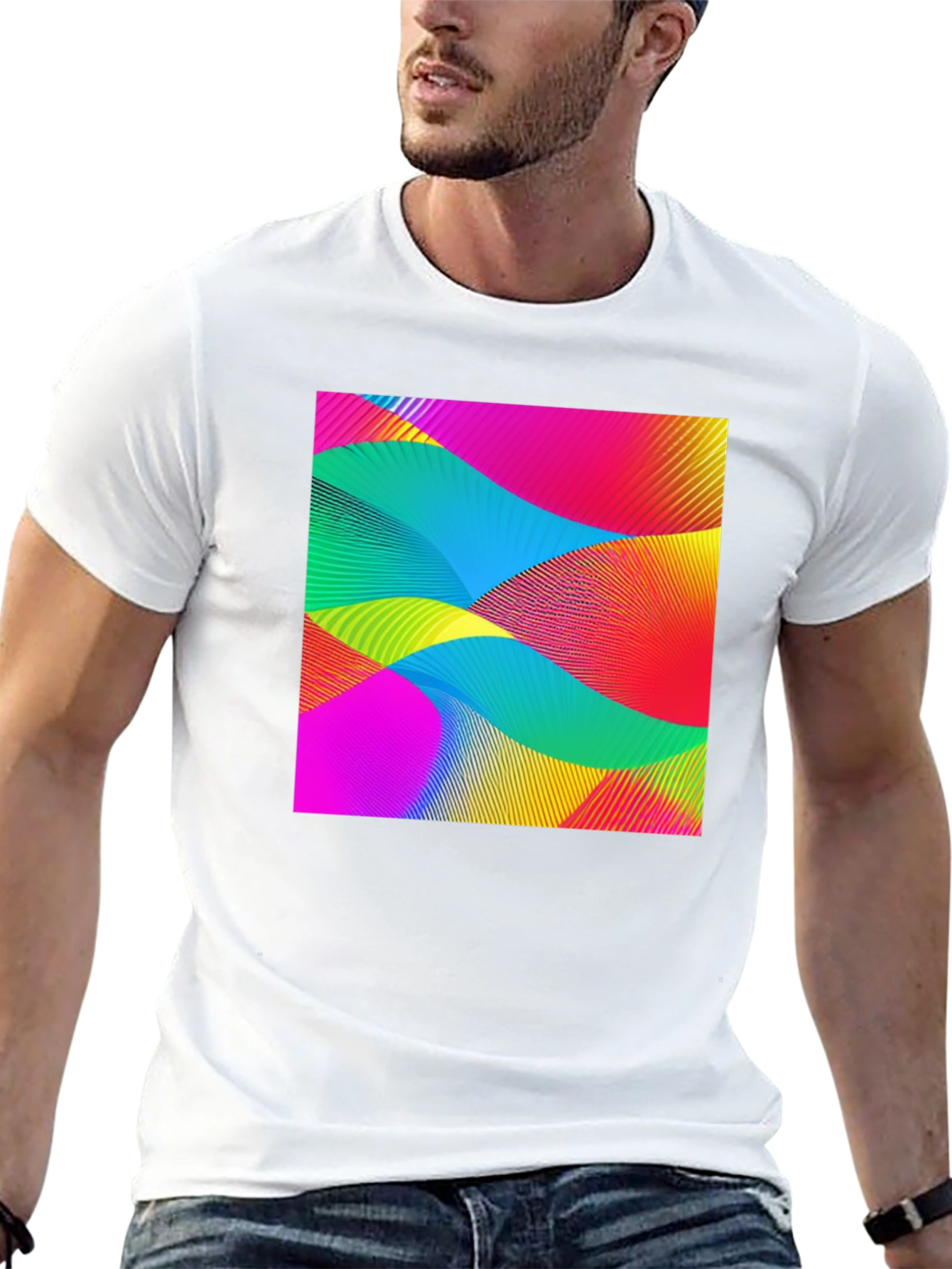 Abstract Wave Graphic Black T-Shirt