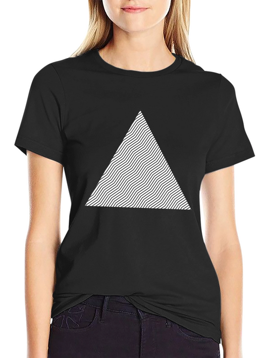 Geometric Triangle Wave Graphic Tee - Black