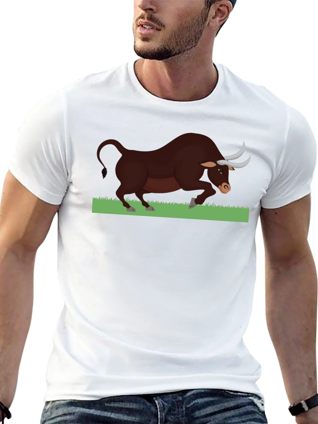 Bull Graphic Tee - Black Cotton Comfort