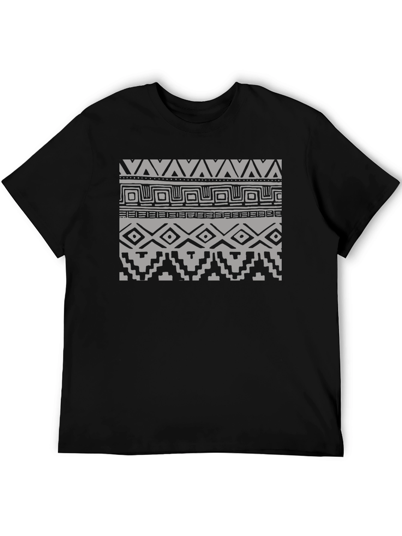 Tribal Patterned Black T-Shirt