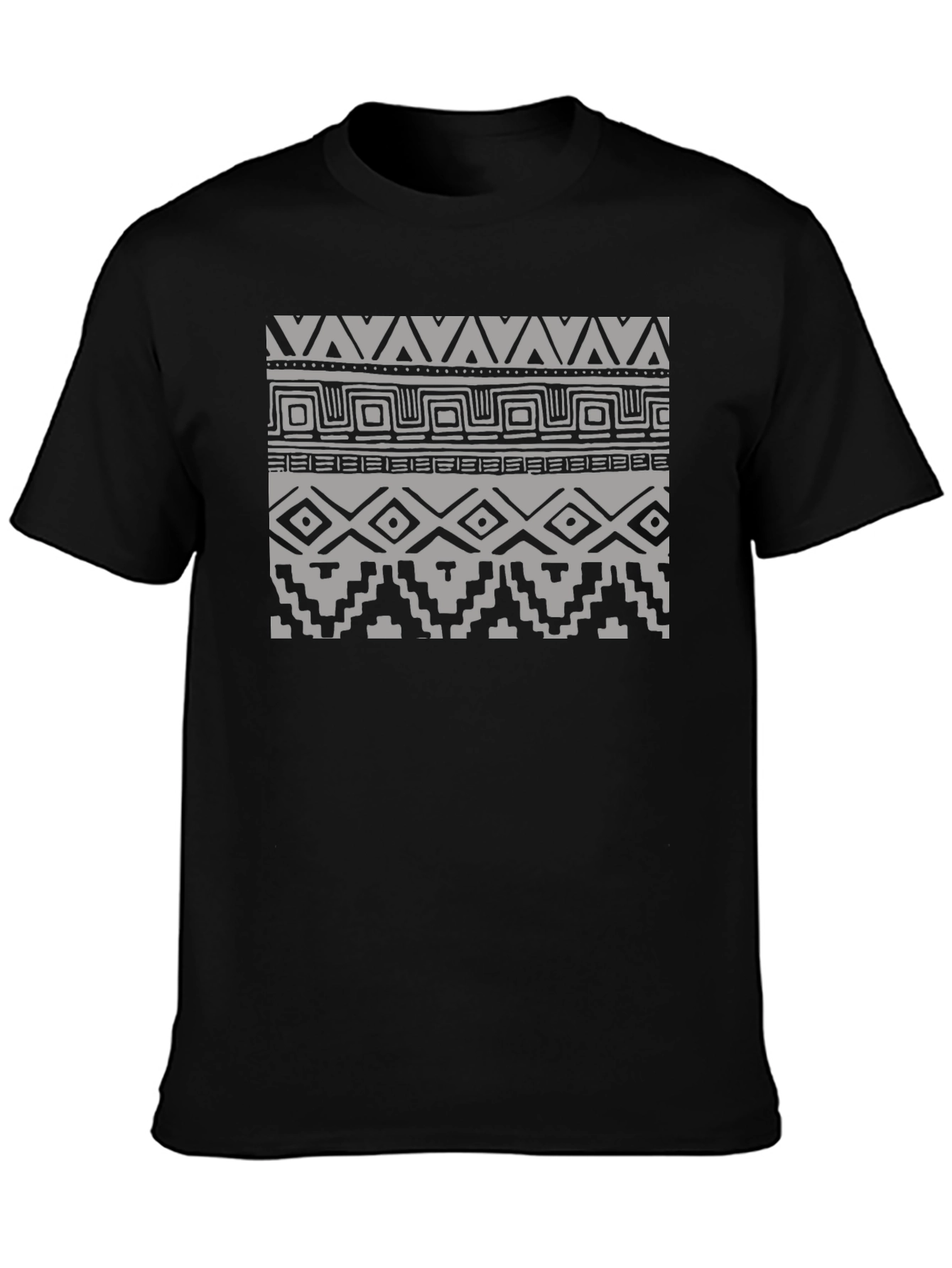 Tribal Patterned Black T-Shirt