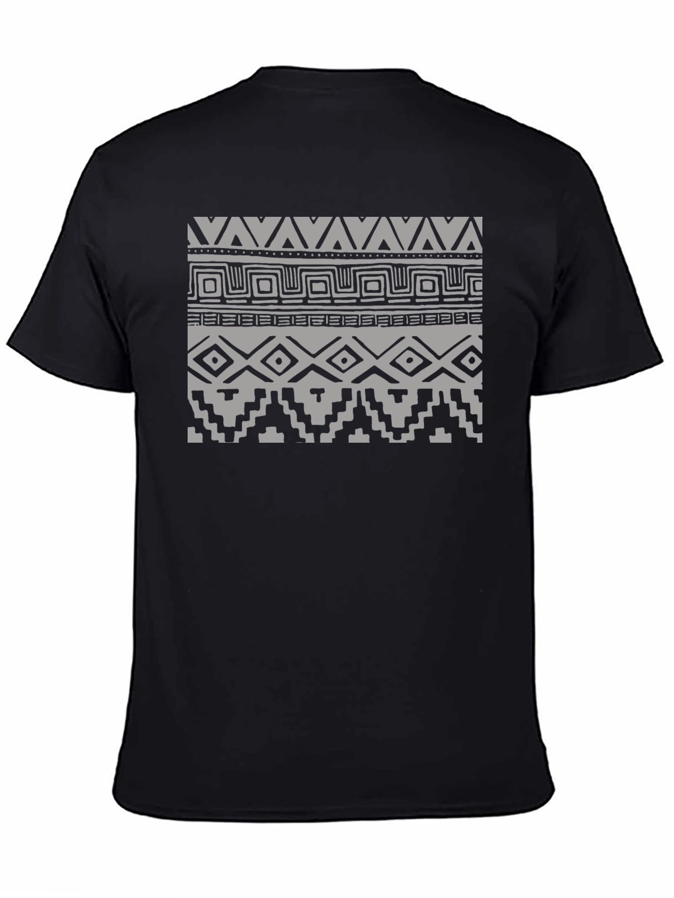 Tribal Patterned Black T-Shirt