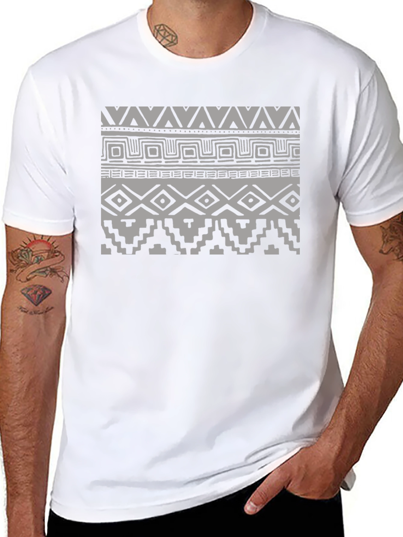 Tribal Patterned Black T-Shirt