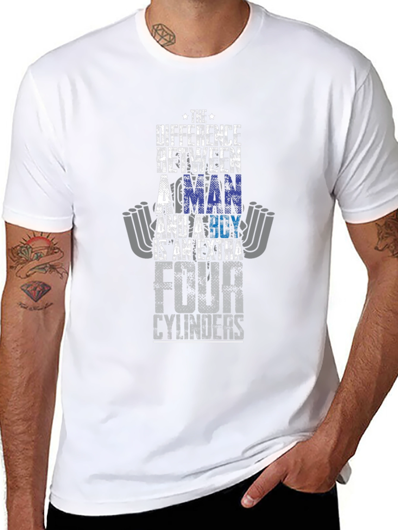 Man vs Boy 4 Cylinder Car Graphic T-Shirt