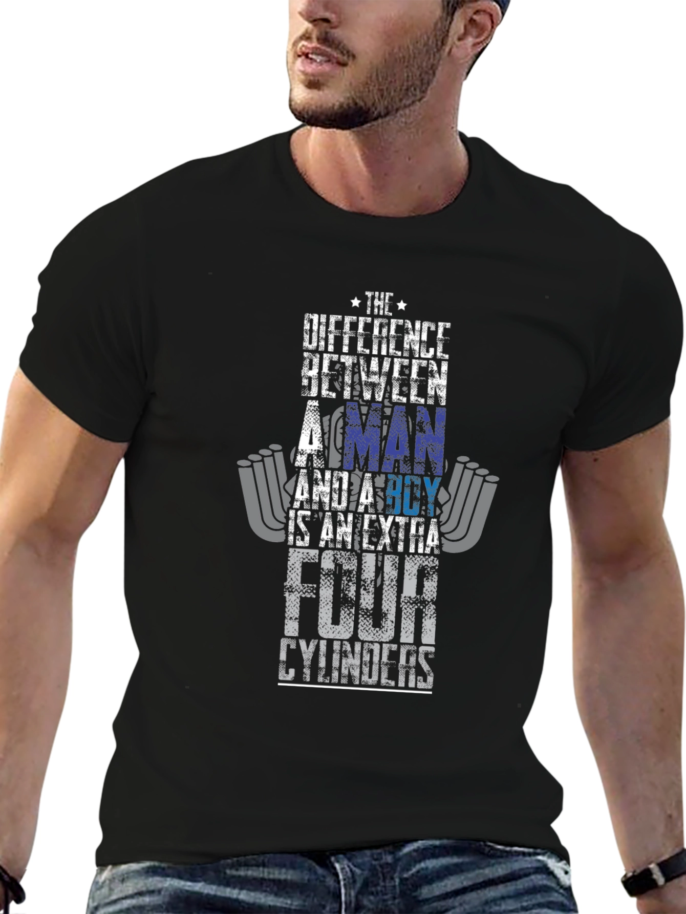 Man vs Boy 4 Cylinder Car Graphic T-Shirt