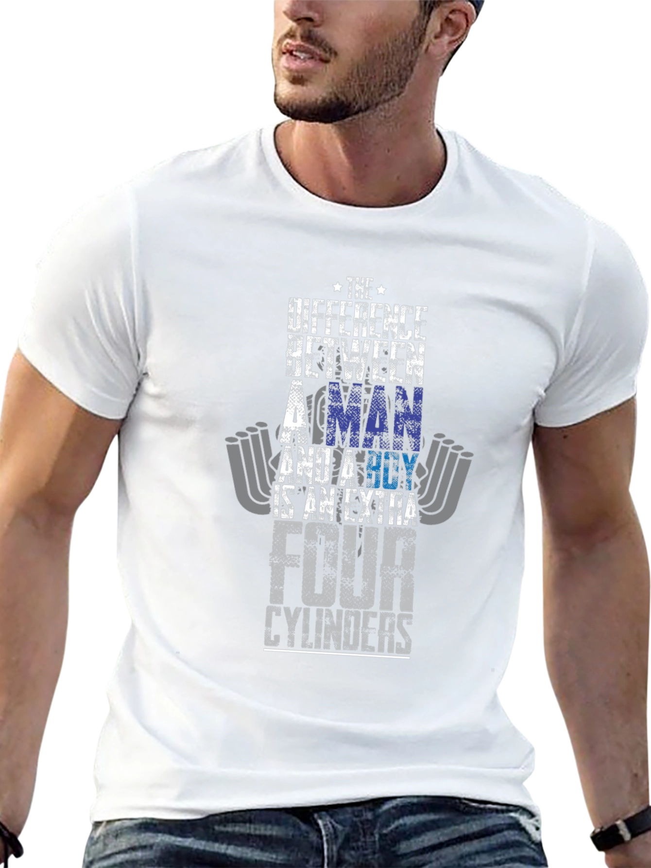Man vs Boy 4 Cylinder Car Graphic T-Shirt