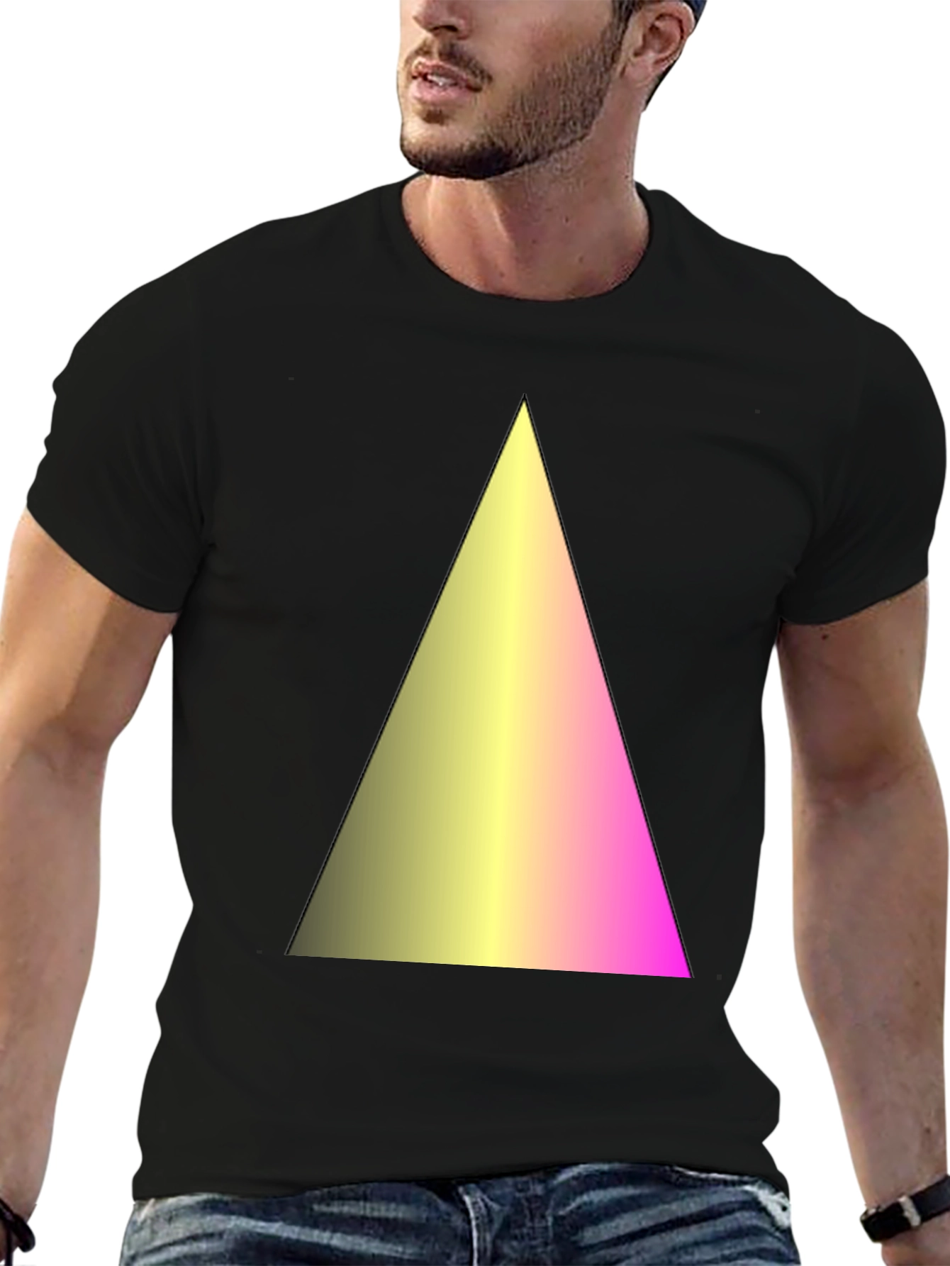 Gradient Triangle Graphic Black T-Shirt