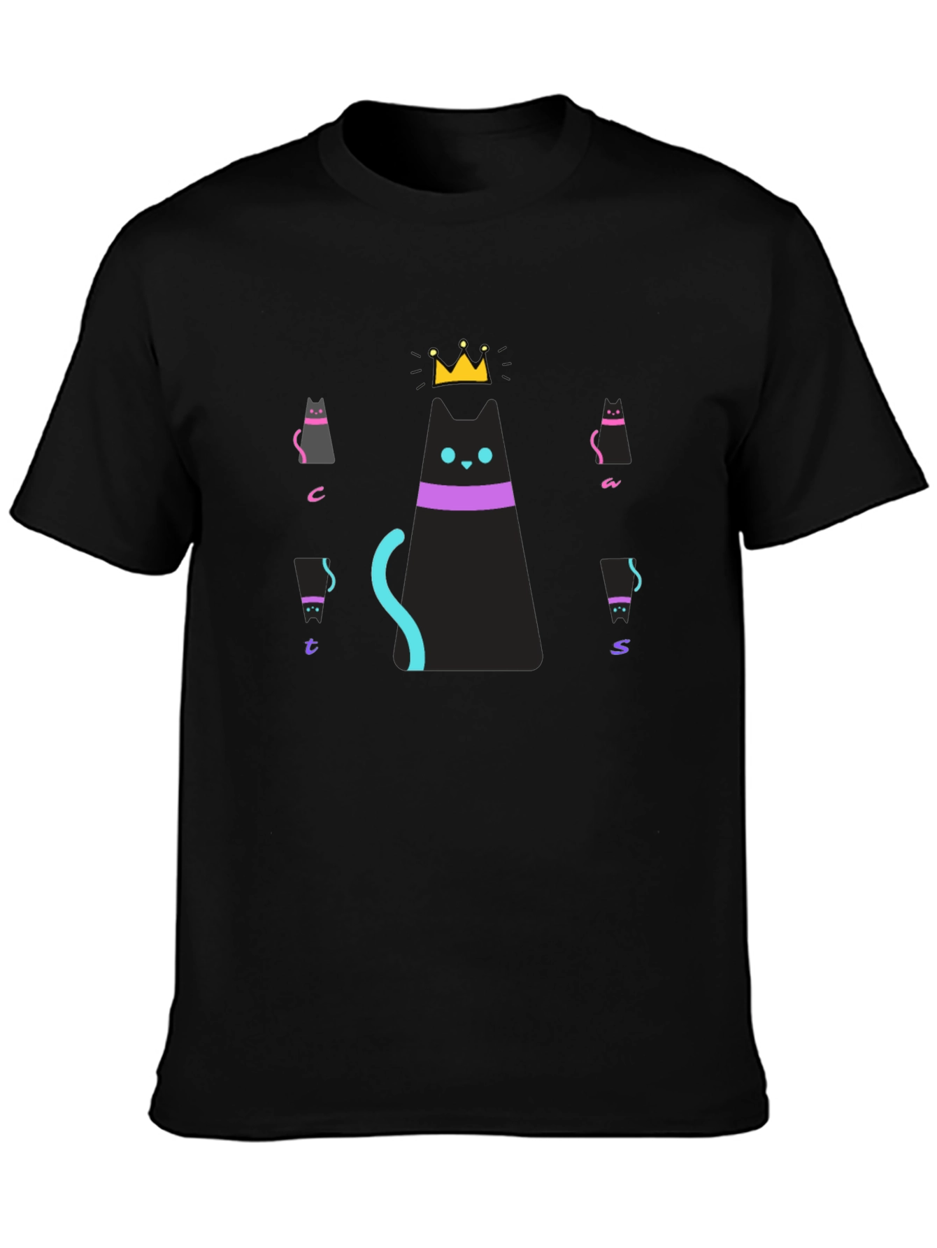Cats Crown Graphic Black T-Shirt