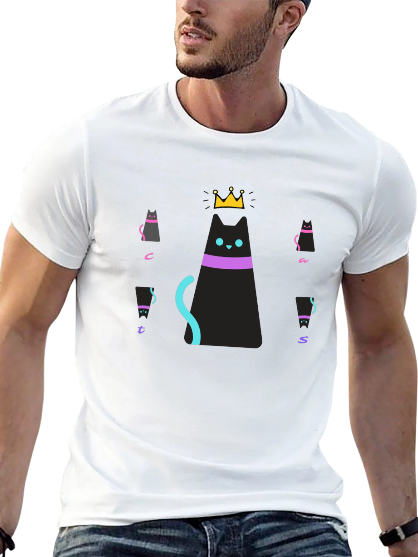 Cats Crown Graphic Black T-Shirt
