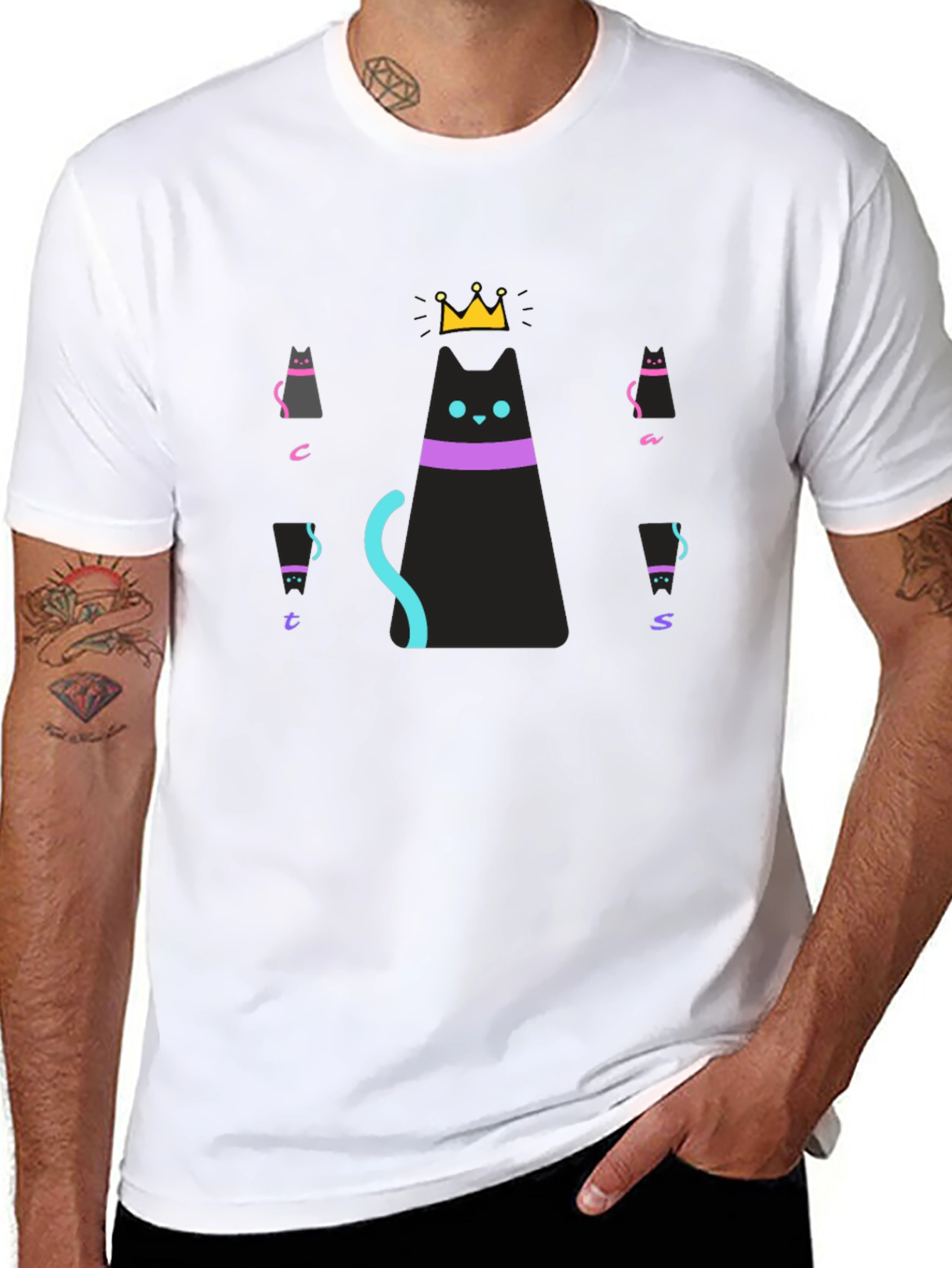 Cats Crown Graphic Black T-Shirt