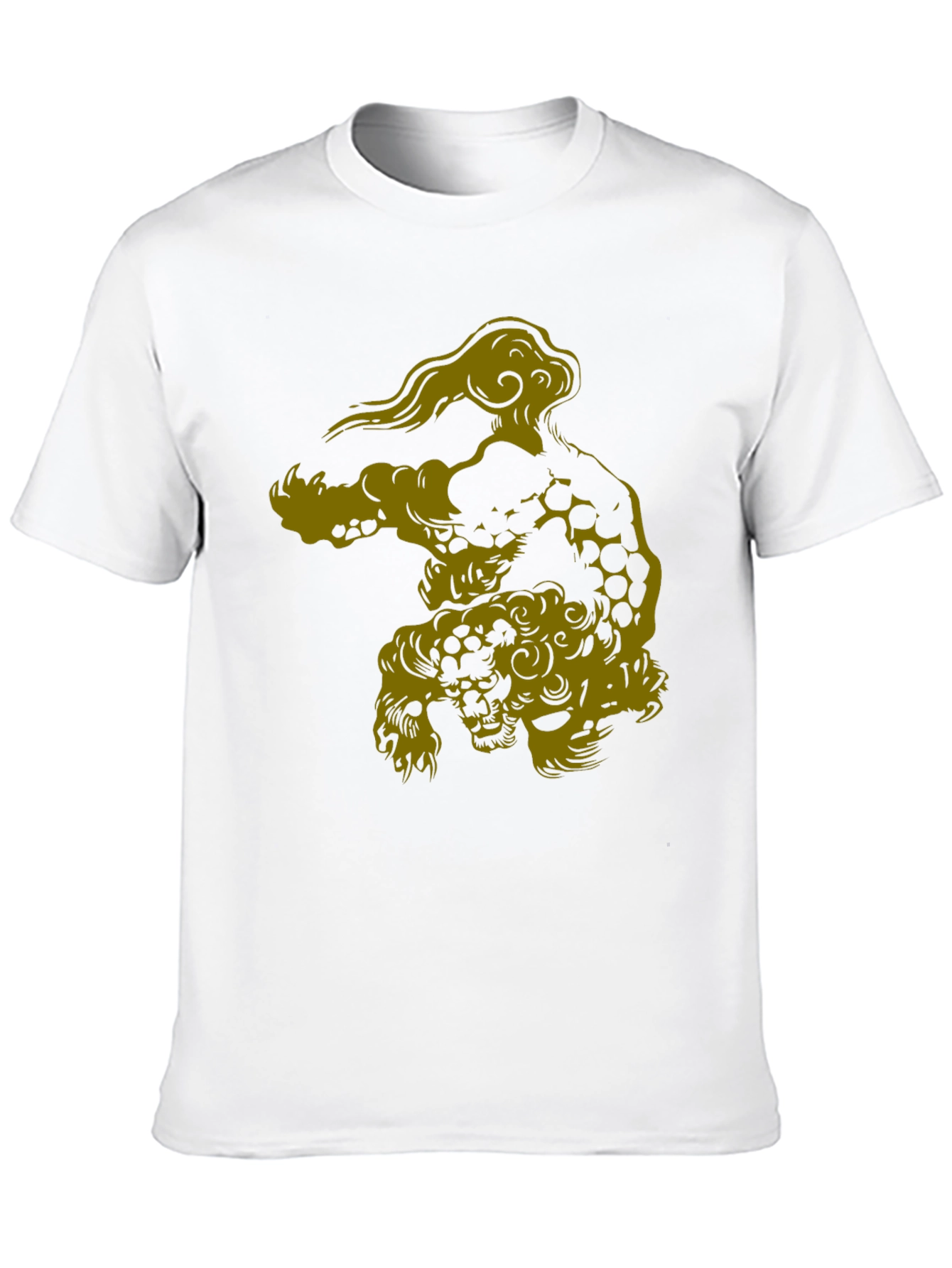 Black Tee with Foo Dog Graphic Print