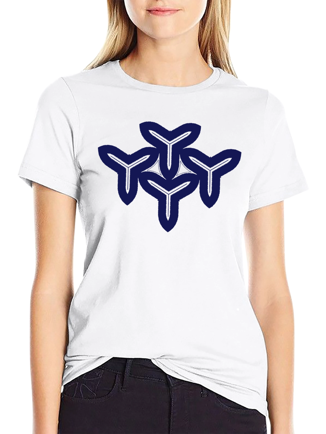 Geometric Y-Pattern Black T-Shirt - Modern Casual Wear