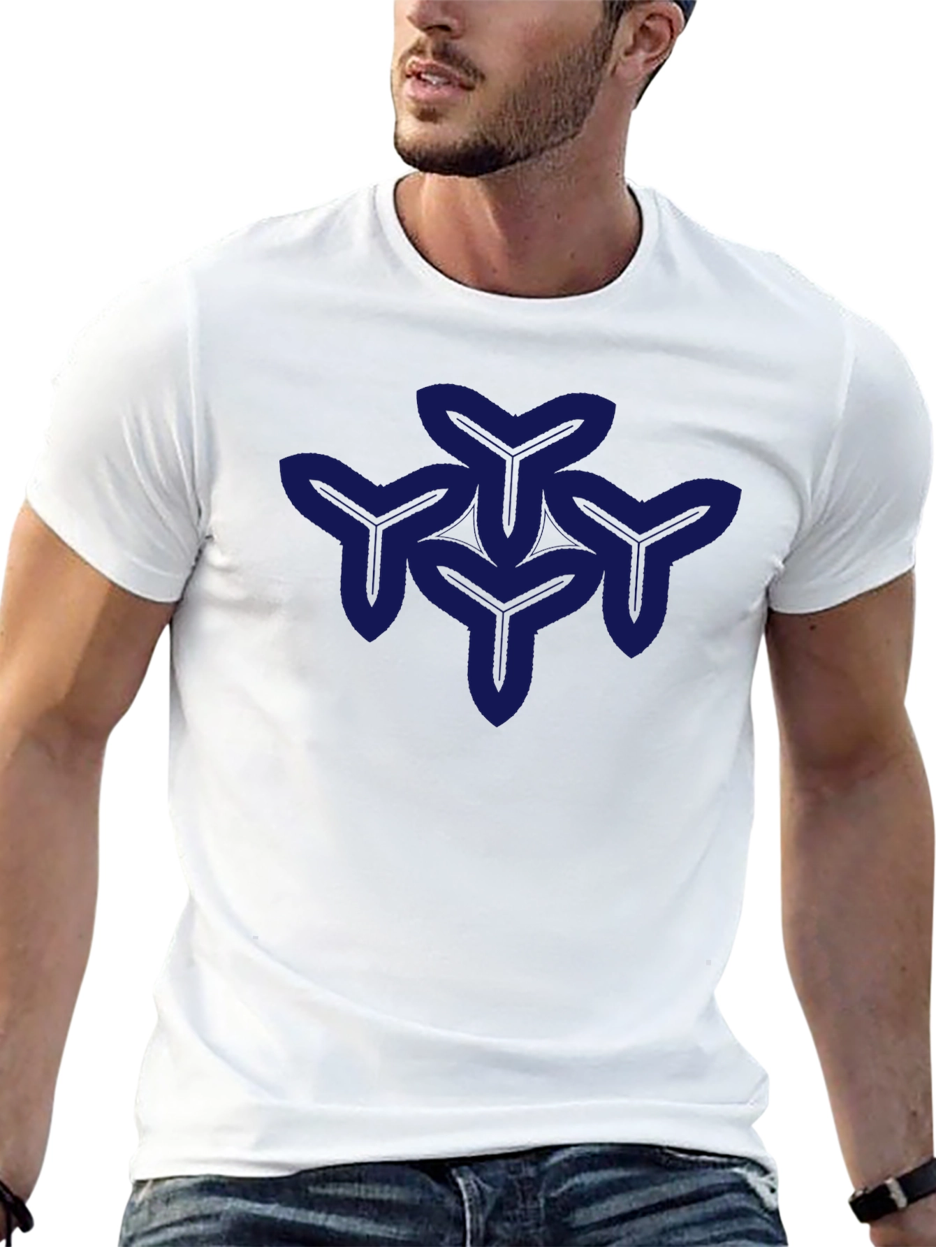 Geometric Y-Pattern Black T-Shirt - Modern Casual Wear