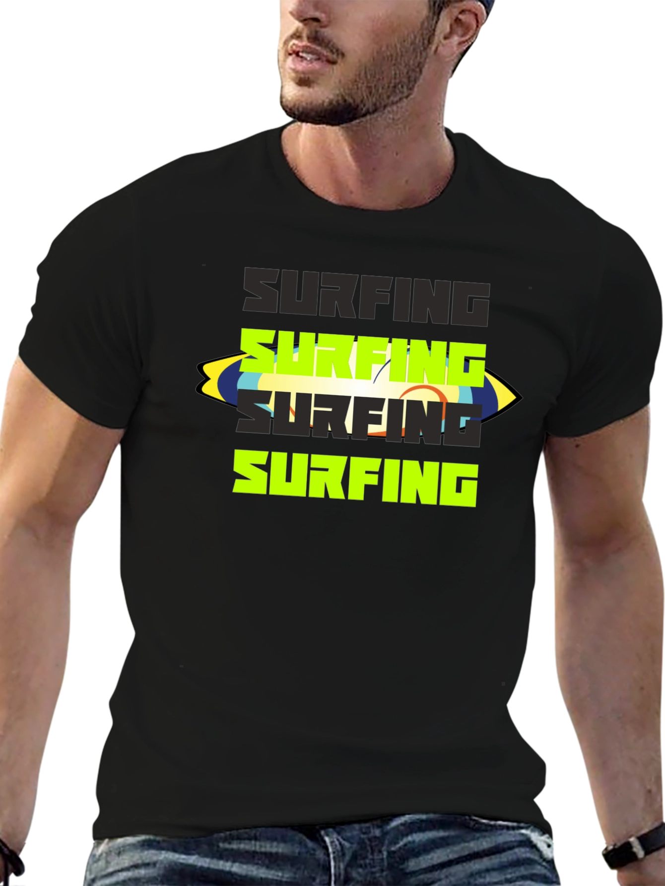 Surfing Graphic Tee - Black