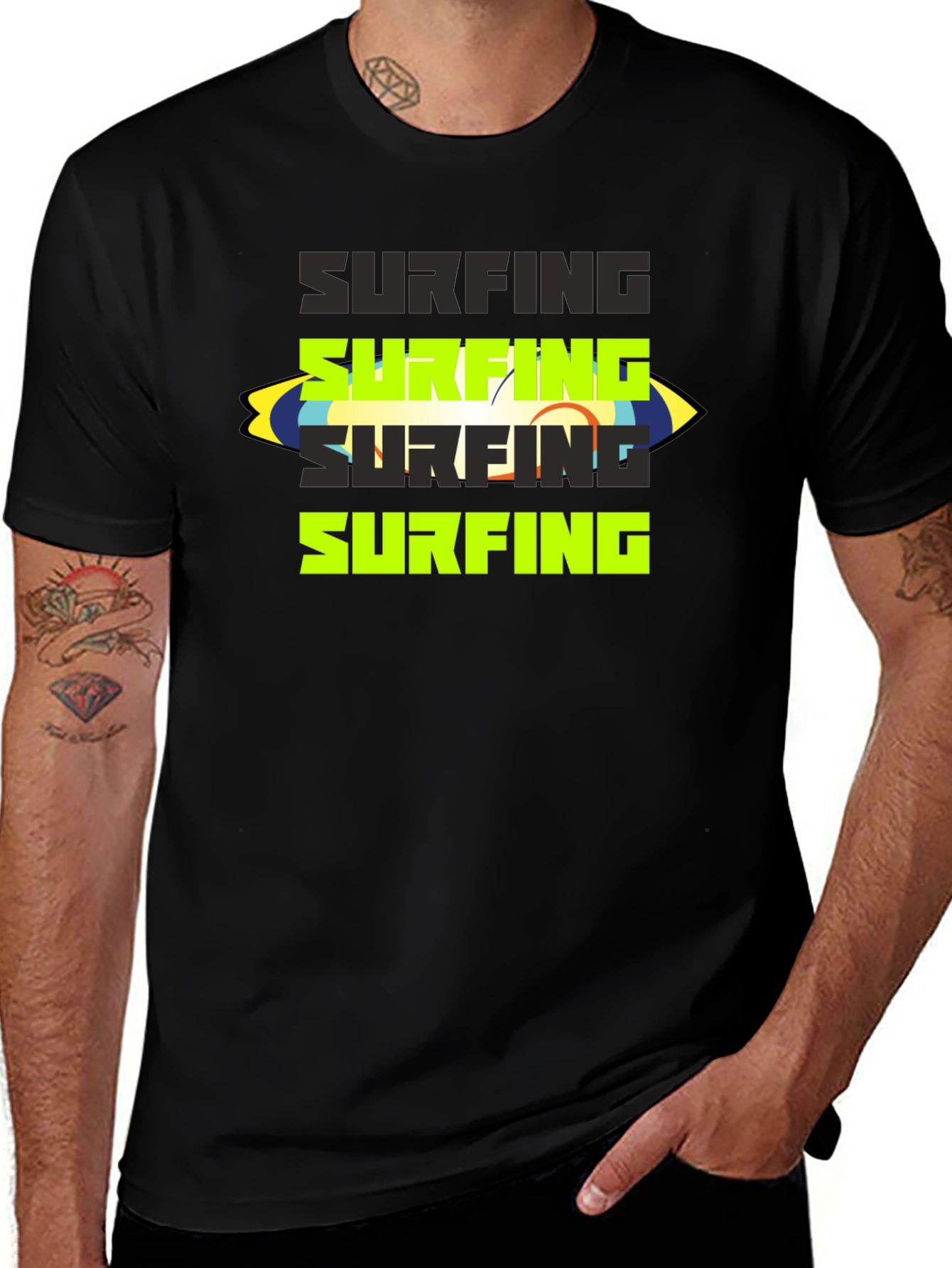 Surfing Graphic Tee - Black
