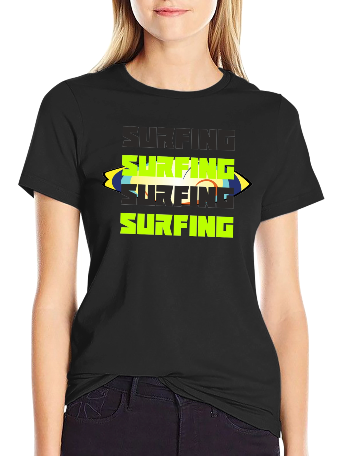 Surfing Graphic Tee - Black