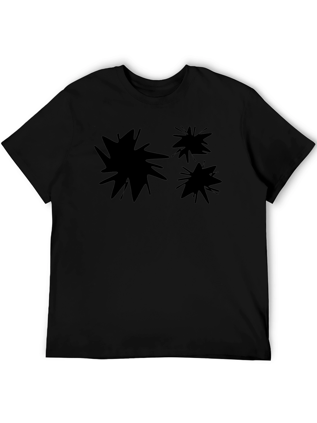 Abstract Splatter Print Black Crew Neck T-Shirt
