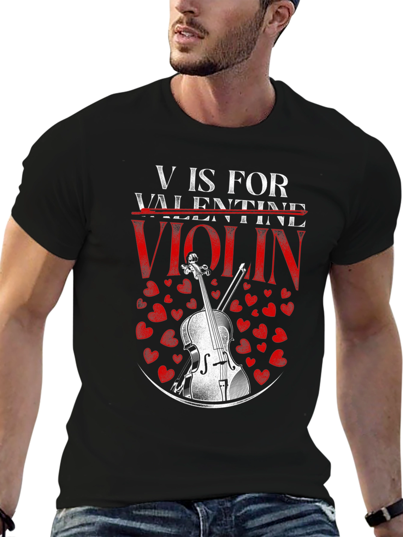 V is for Violin Valentines Day T-Shirt
