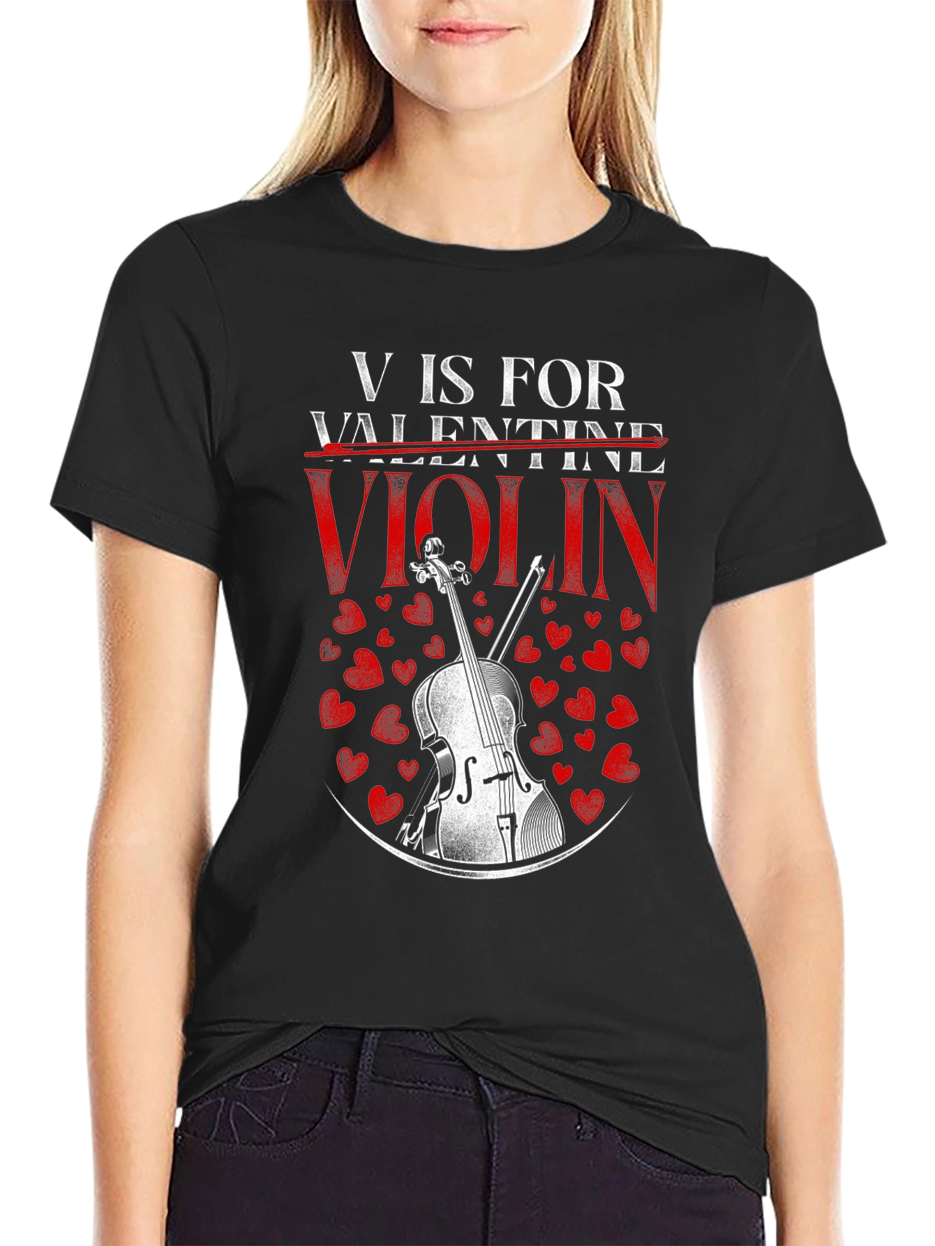 V is for Violin Valentines Day T-Shirt