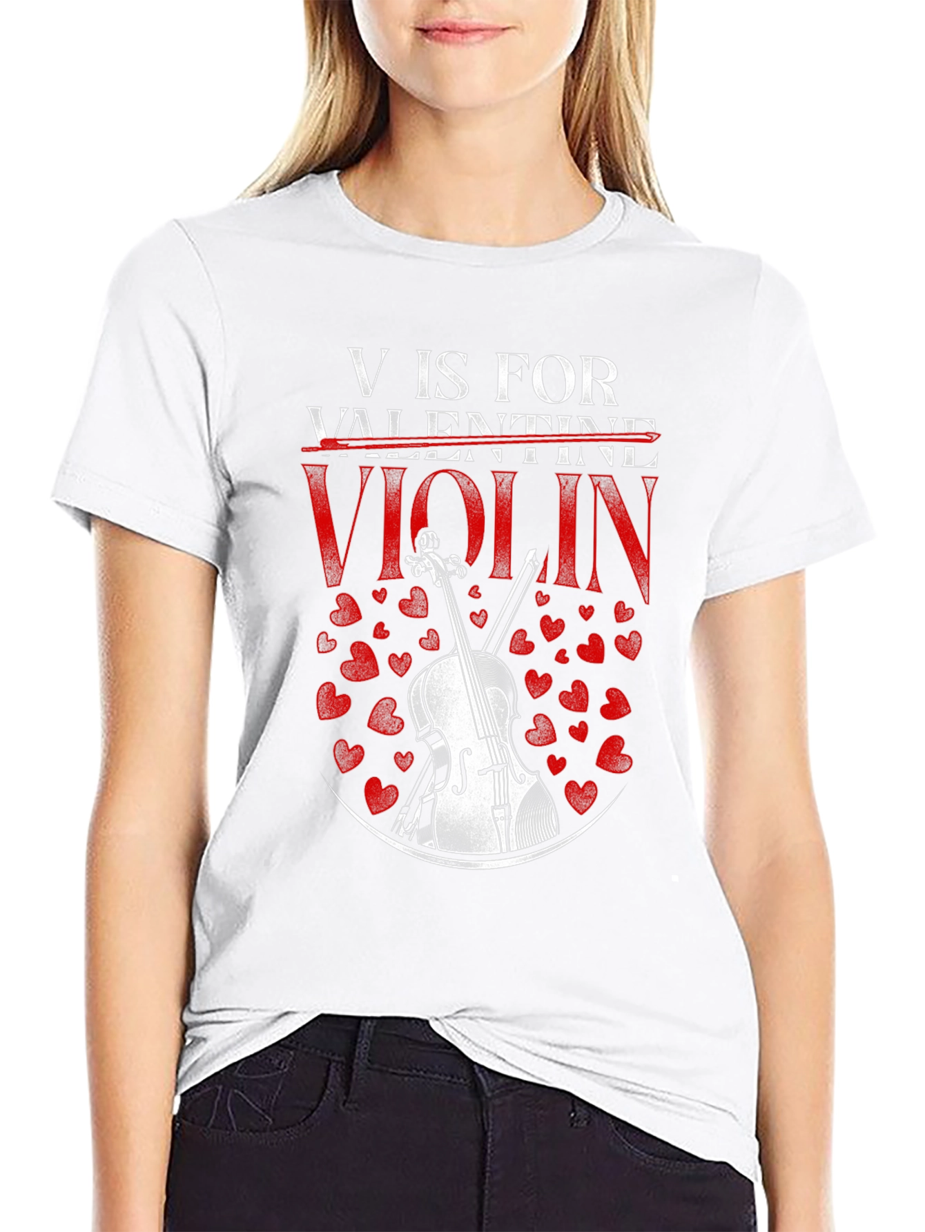 V is for Violin Valentines Day T-Shirt