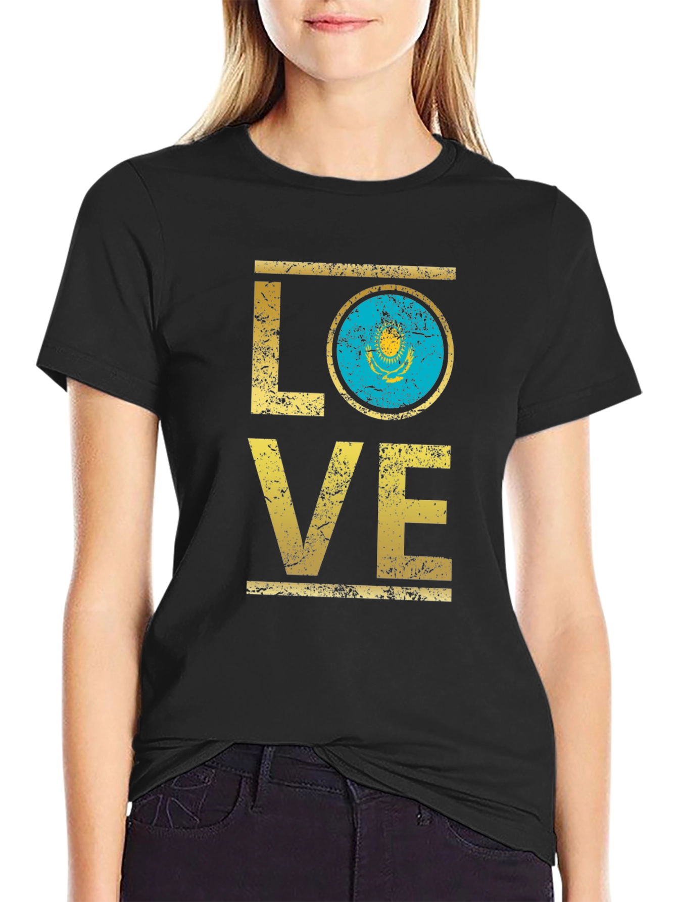 Kazakhstan Flag Love T-Shirt